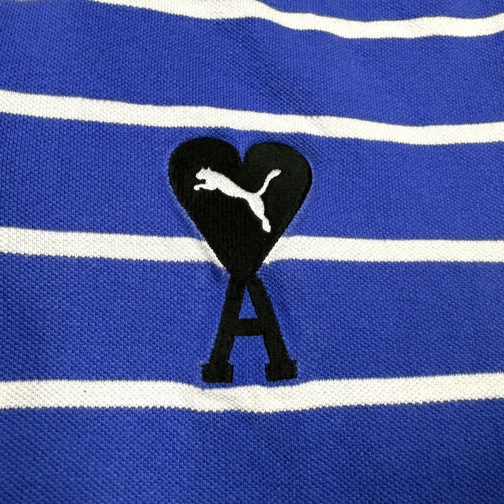 Puma Puma X Ami Polo Shirt Men L Blue Striped Short Sleeve Sportswear Casual Golf Polo Shirt Mens Size US L / EU 52-54 / 3 - 2 Thumbnail