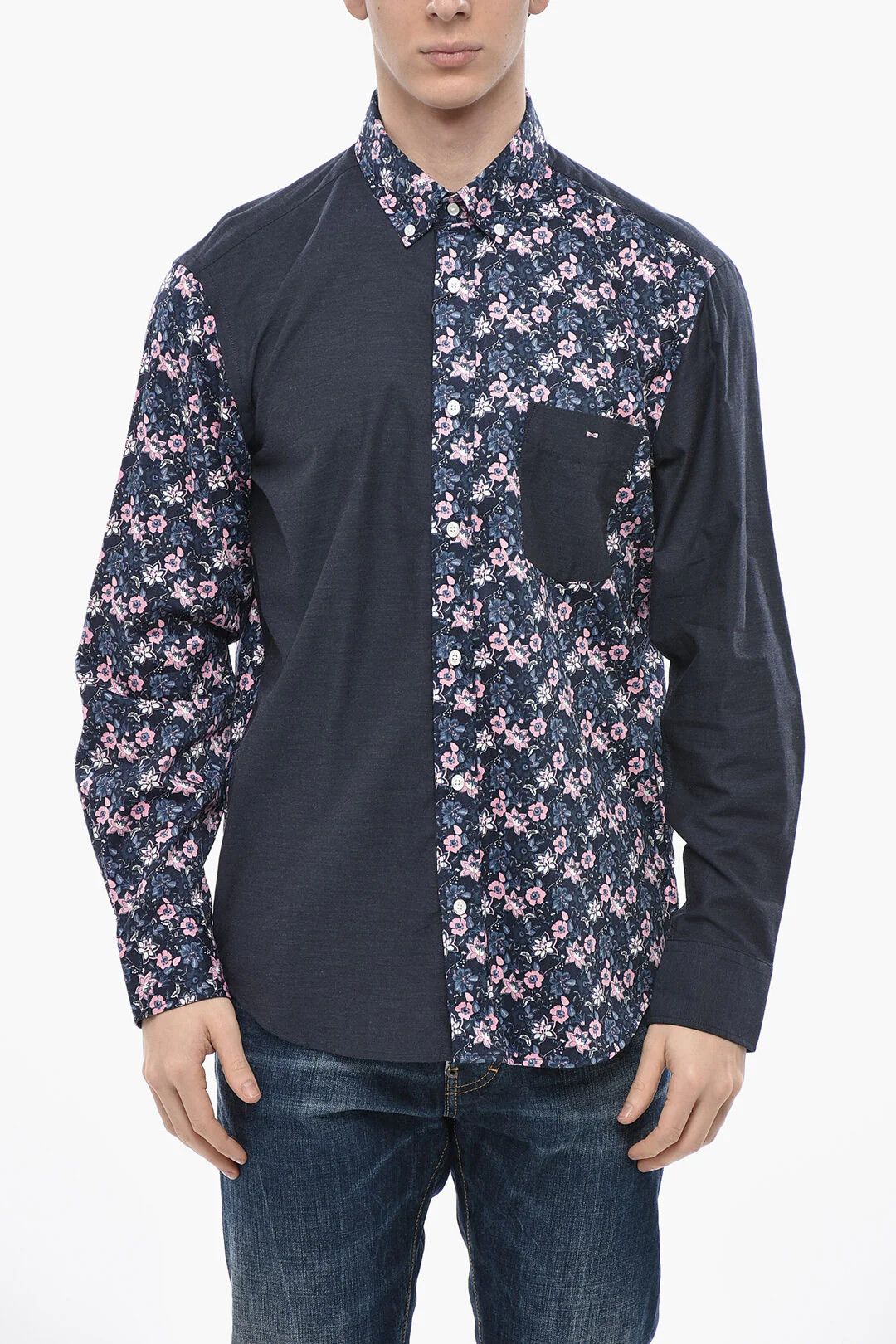 Eden Park og1mm0426 Floral-Print Button-Down Shirt in Blue Size US S / EU 44-46 / 1 - 1 Thumbnail