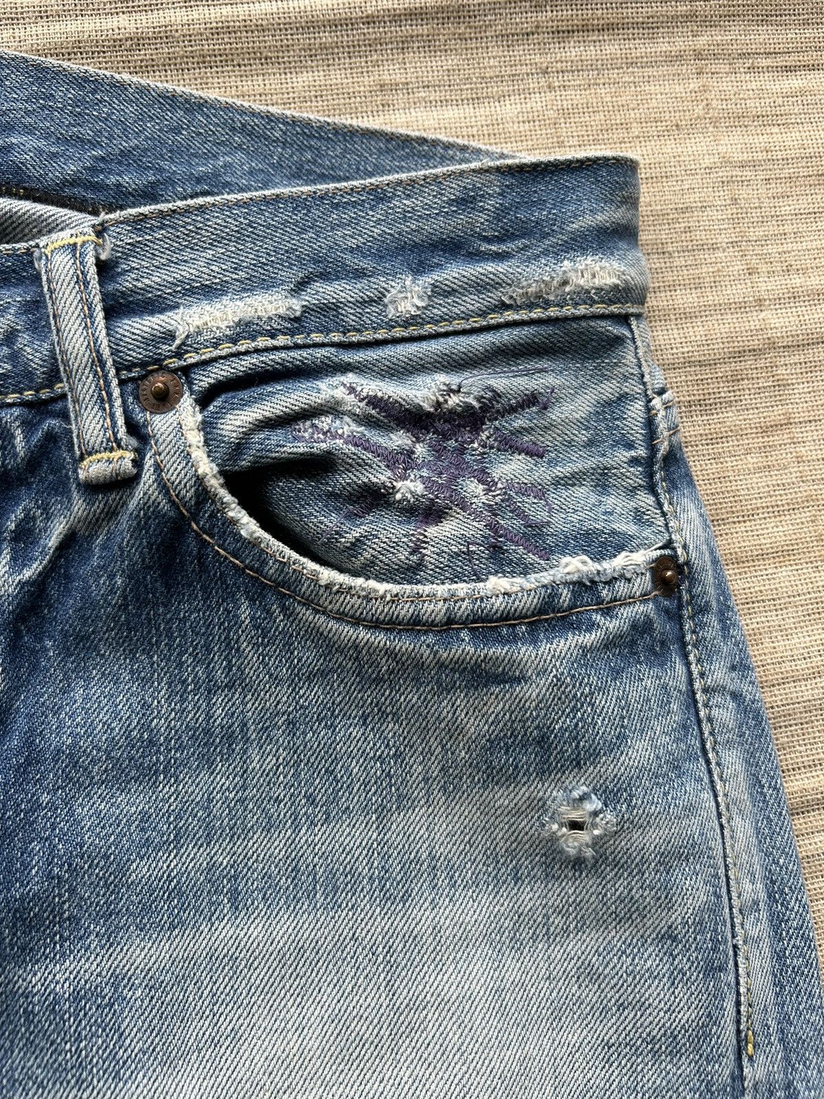 Hysteric Glamour × Japanese Brand Vtg HYSTERIC GLAMOUR XXX Selvedge Distressed denim RARE☠️ Size US 31 - 10 Thumbnail