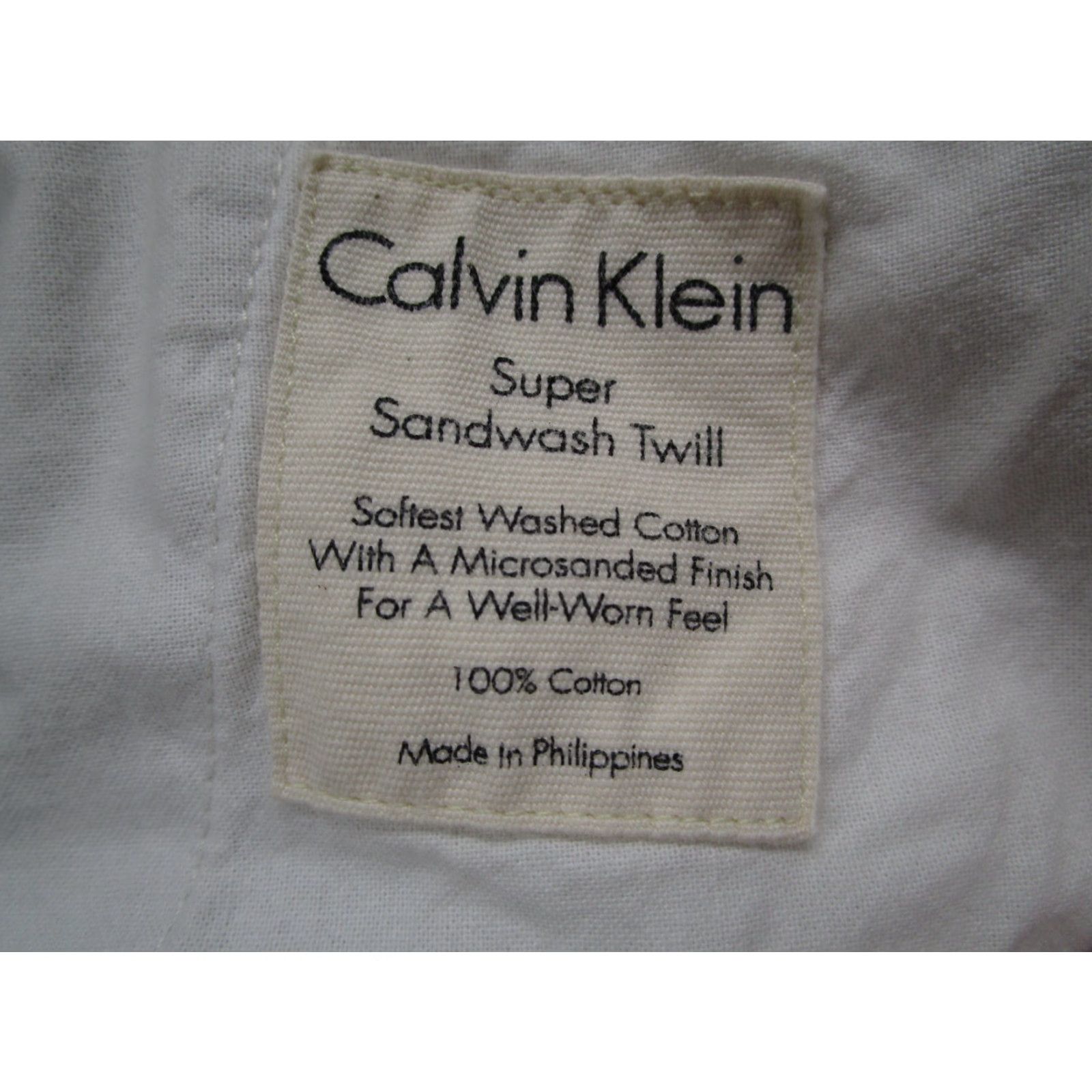 Calvin Klein VINTAGE Calvin Klein Pants Mens 33 Beige Super Sandwash Twill Flat Front Chinos 100% Cotton Casual 33W x 30L Mens B eige Size US 33 - 4 Thumbnail