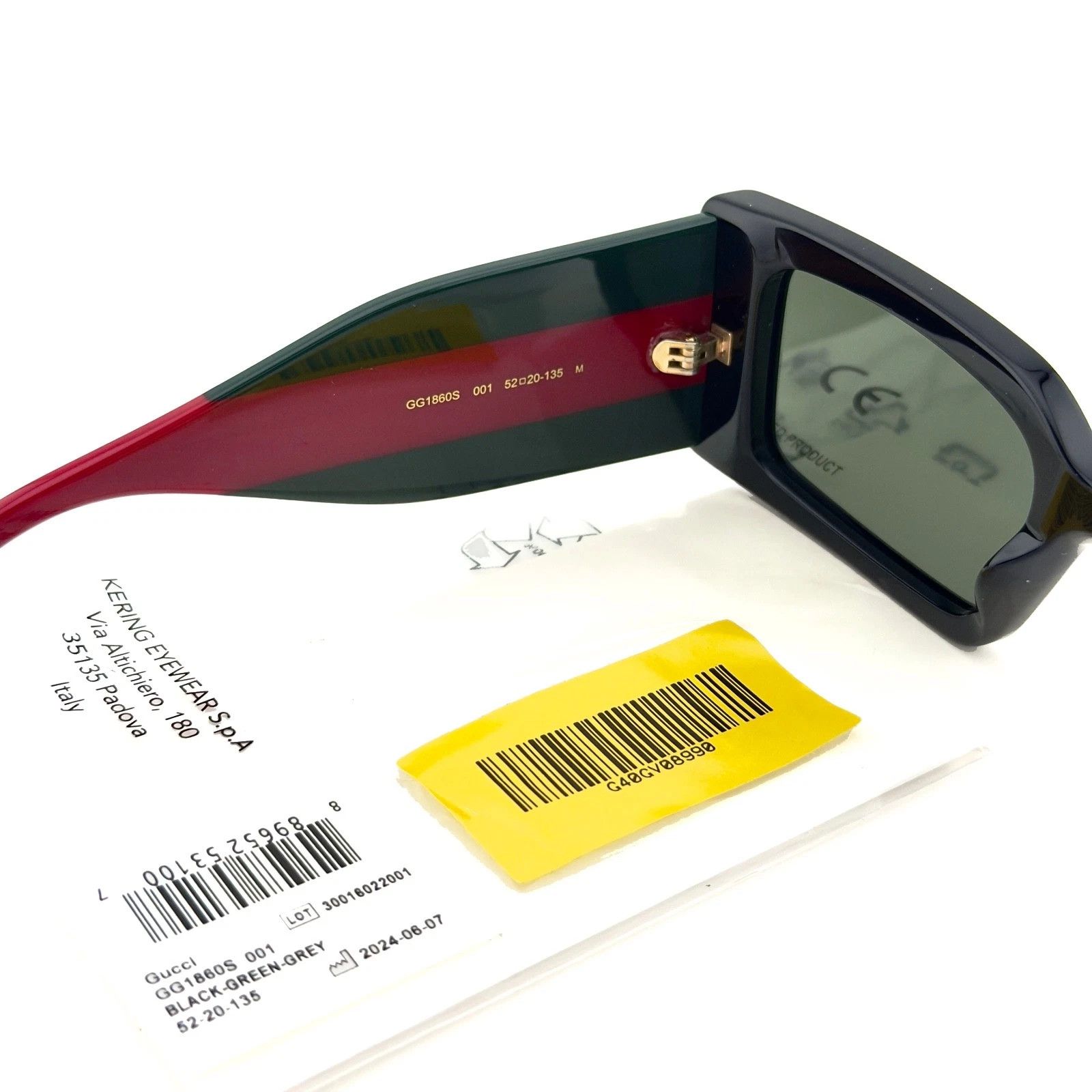 Gucci GUCCI Gg1860S 1860 Black Green Web Logo Sunglasses 001 Size ONE SIZE - 8 Thumbnail
