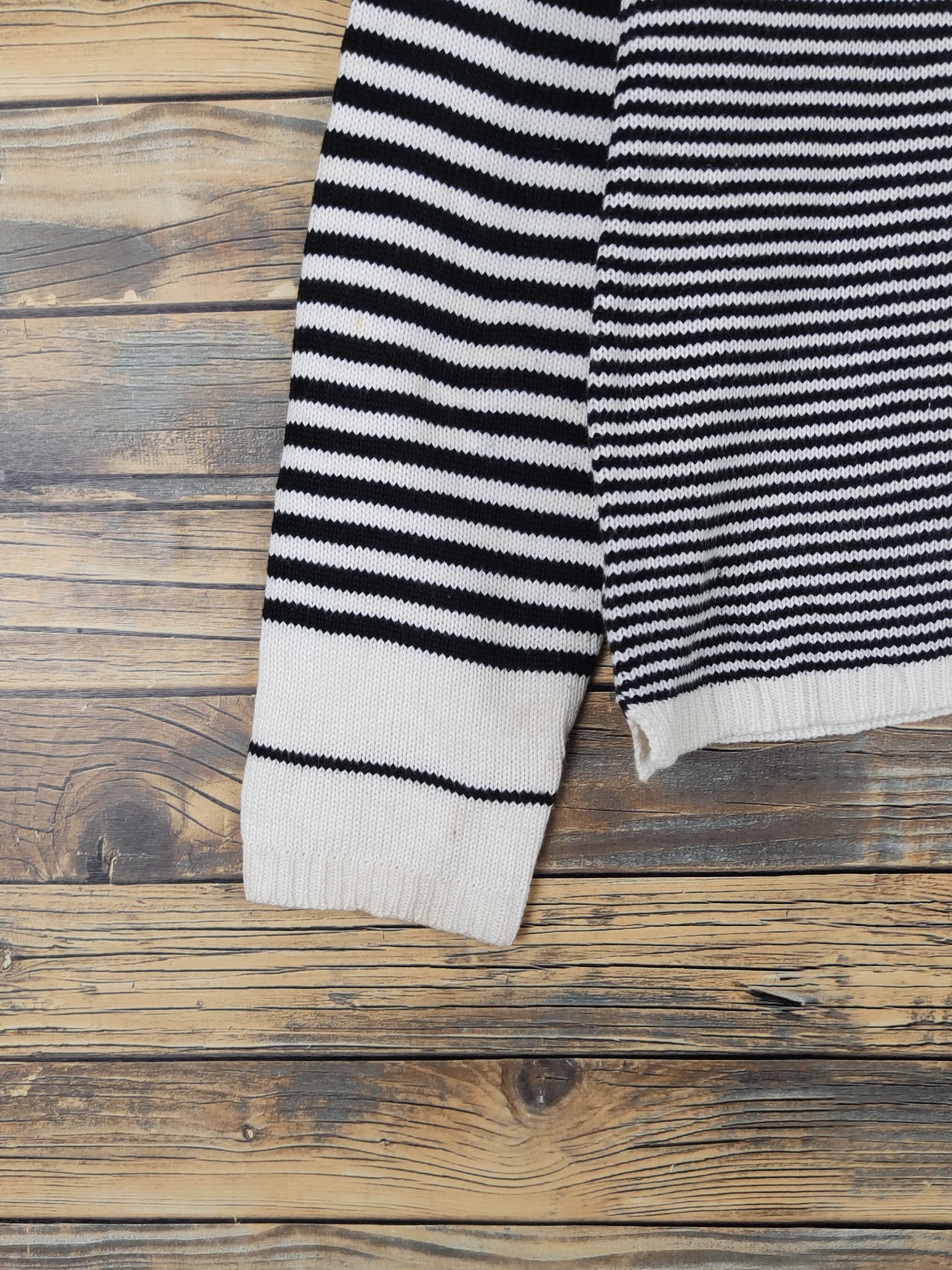 Homespun Knitwear Ikka Black Cream Stripe Knitwear Long Sleeve T-shirts #W1353 Size M / US 6-8 / IT 42-44 - 4 Thumbnail