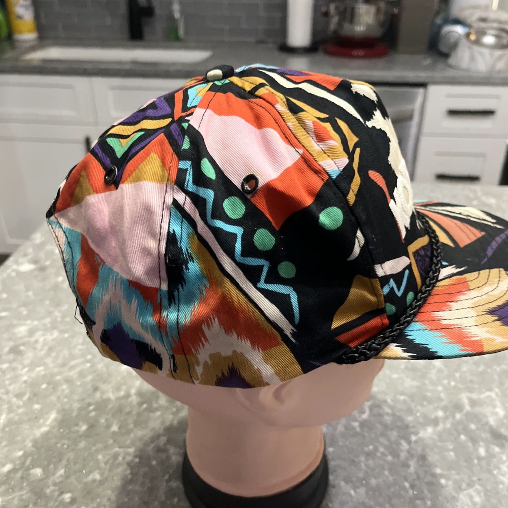 Vintage VINTAGE Kobelco Geometric Print Snapback Hat Size ONE SIZE - 4 Thumbnail