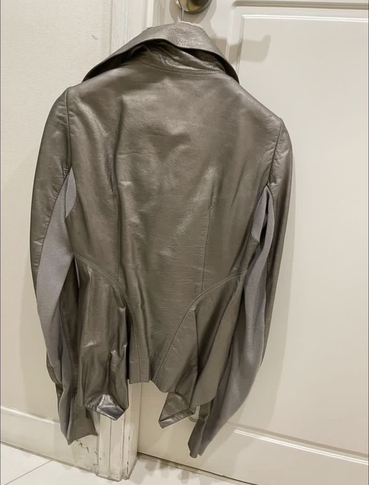 Rick Owens Rick Owen leather biker jacket metallic silver Size M / US 6-8 / IT 42-44 - 2 Thumbnail