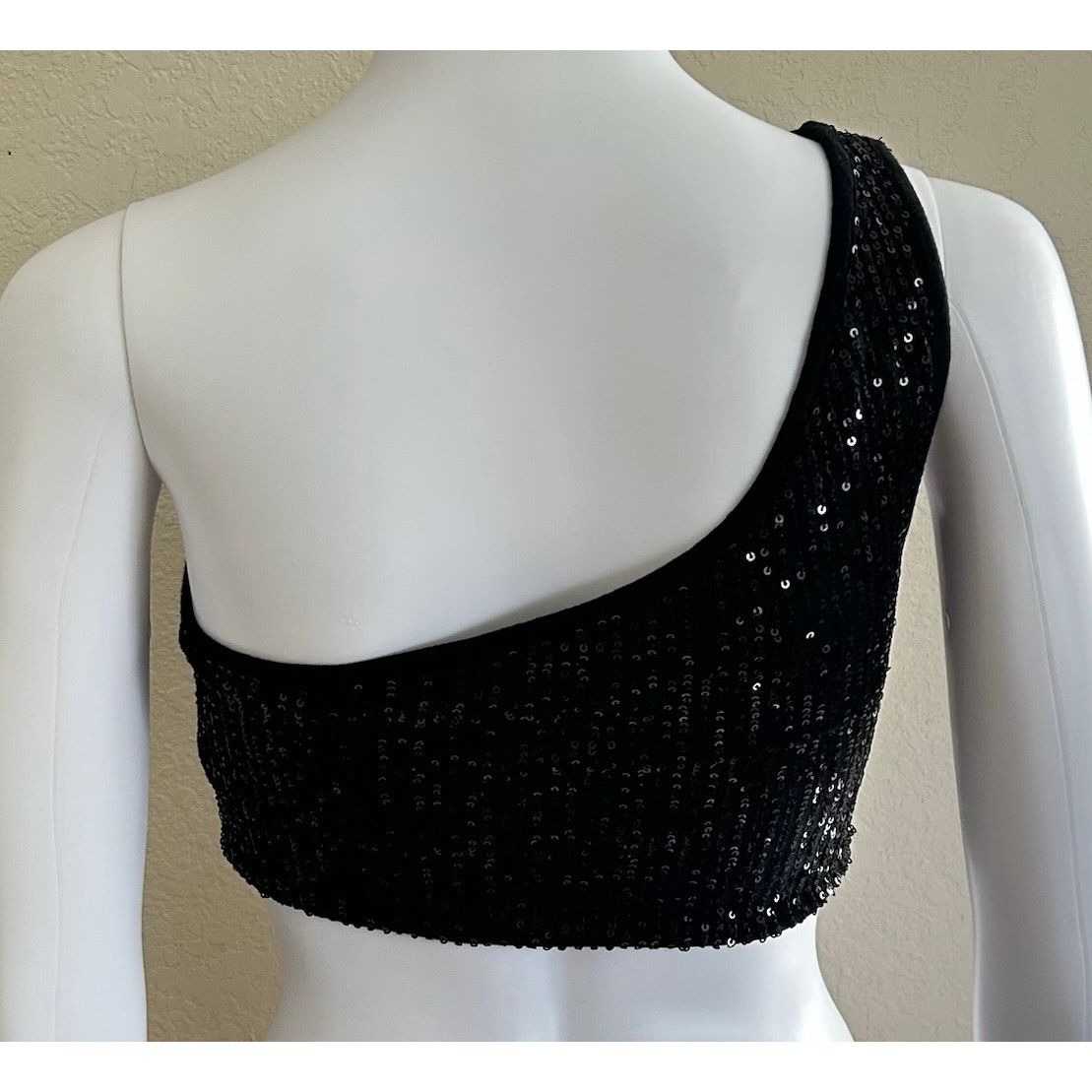 Shein SHEIN | Women's One Shoulder Sequin Crop Top | XS Size XS / US 0-2 / IT 36-38 - 2 Thumbnail