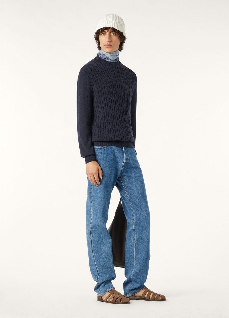 Loro Piana o1w1db10226 FAO9788 Lenno Crewneck Sweater in Blue Size US S / EU 44-46 / 1 - 2 Thumbnail