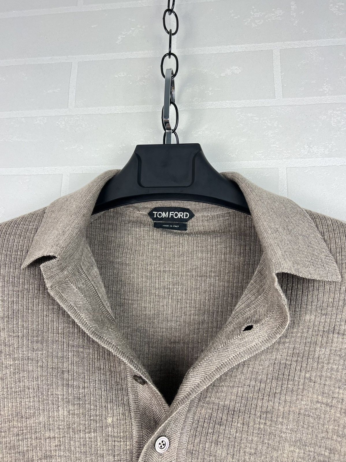 Tom Ford TOM FORD Sweater Polo Knit Ribbed Merino Wool Silk Cashmere Size US L / EU 52-54 / 3 - 6 Thumbnail