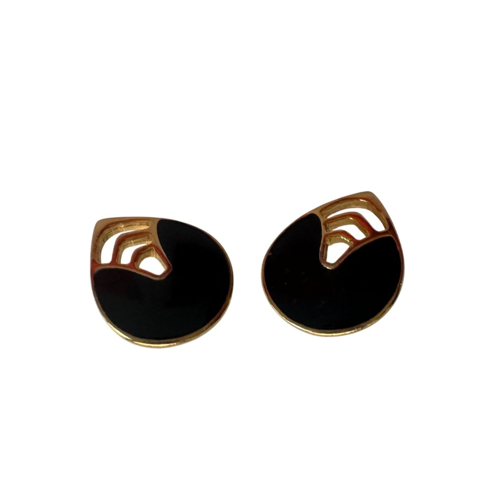 Other Women's Black and Gold Tear Drop Shaped Stud Earrings Size ONE SIZE - 3 Thumbnail