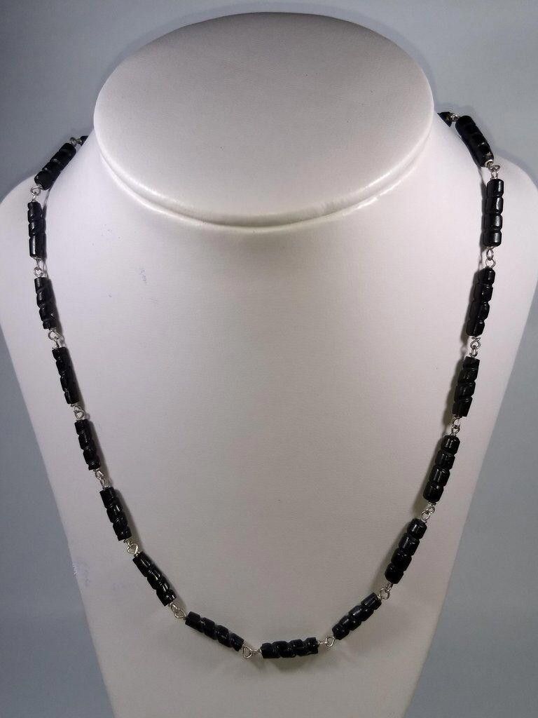Handmade Mexican Handmade Silver Carved Black Coral Bead Necklace Size ONE SIZE - 1 Thumbnail