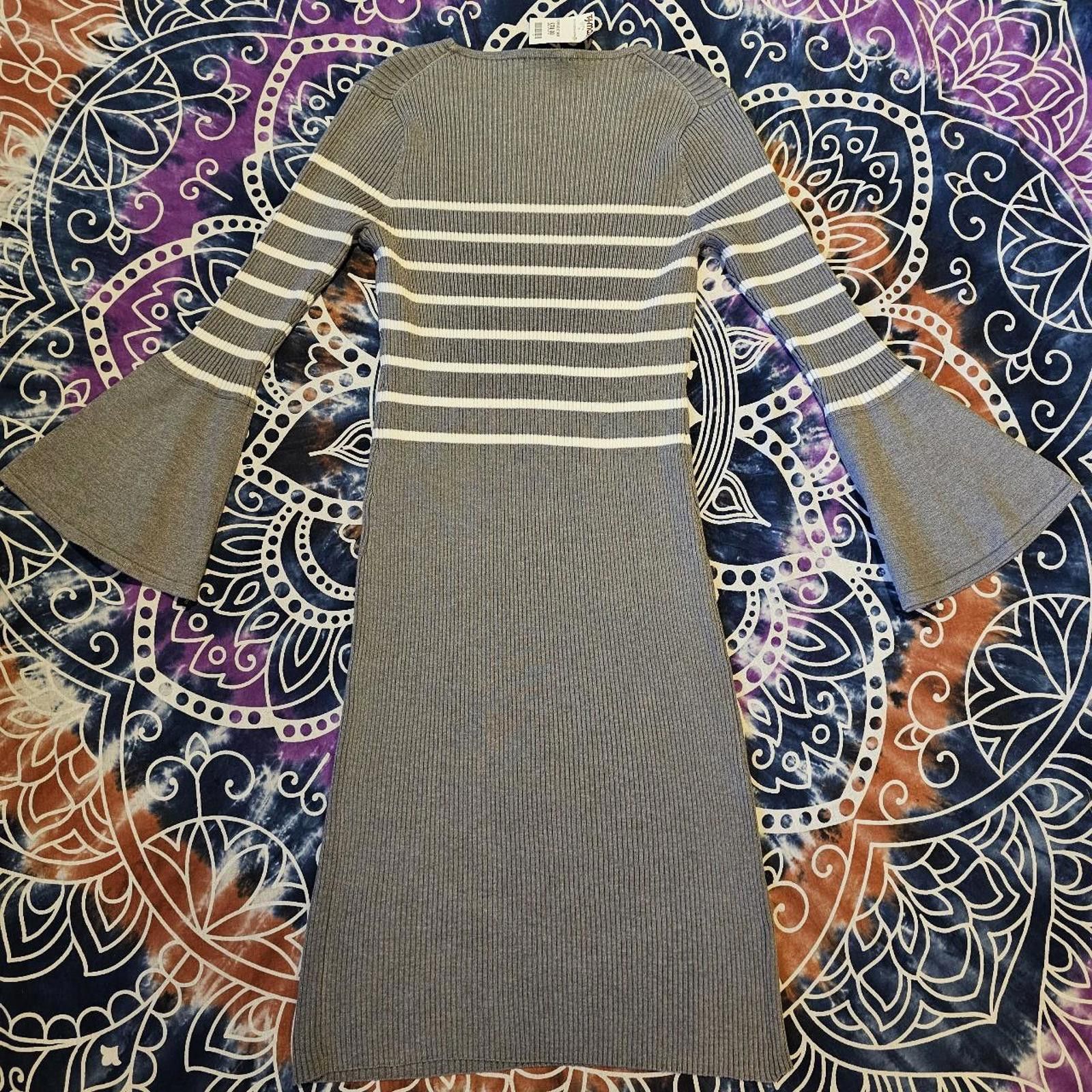 Calvin Klein Calvin Klein Women's Grey and White Sweater Dress Size M / US 6-8 / IT 42-44 - 7 Thumbnail