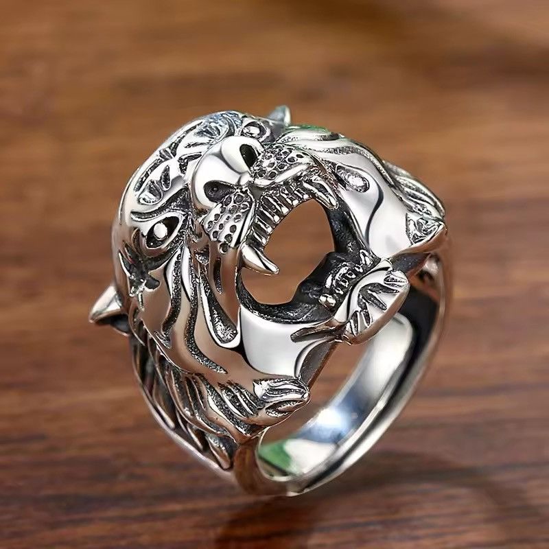 Jewelry × Vintage Tiger Head Animal Adjustable Ring Size ONE SIZE - 2 Thumbnail