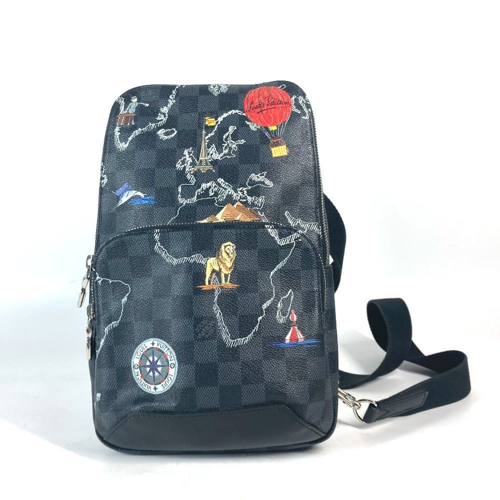 Louis Vuitton N40237 Damier Graphit Avenue Sling Bag Body Diagonal Hanging (E.g. Of A Rocket) Shoulder Graphite Canvas Men Black×Gray