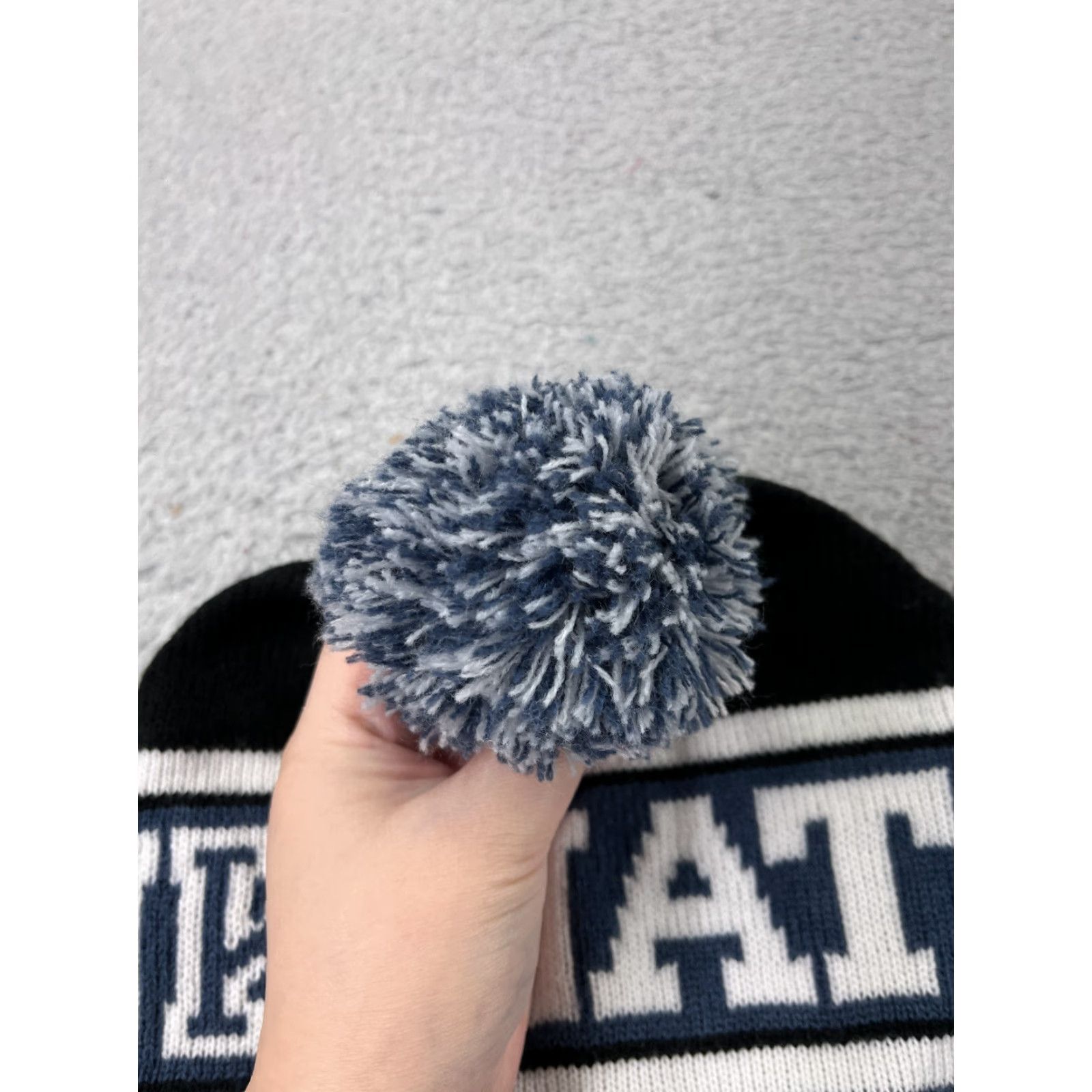 Victoria's Secret Victoria's Secret Beanie Adult One Size Blue Striped Knit PINKNATION Logo Winter Womens Size ONE SIZE - 3 Thumbnail