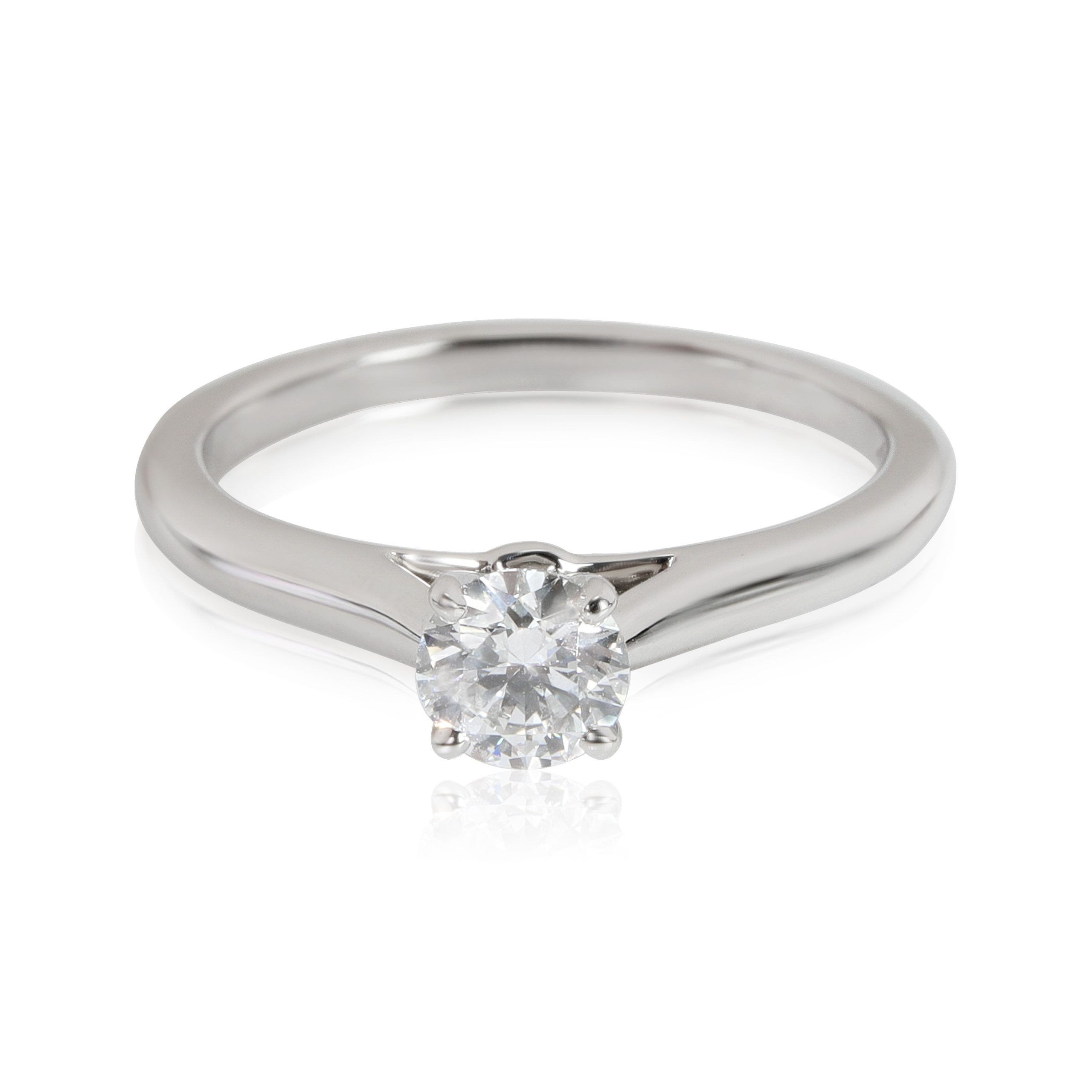 image of Cartier 1895 Diamond Engagement Ring In Platinum E Vvs2 0.36 Ctw in Silver, Women's