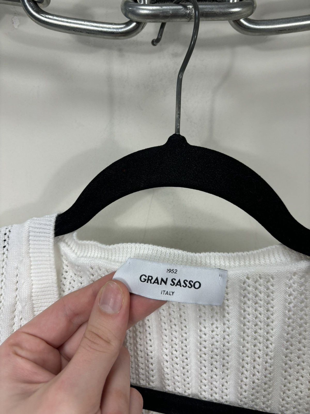 Gran Sasso Gran Sasso 1952 White Knitted V-Neck Short Sleeve Sweater Size L / US 10 / IT 46 - 9 Thumbnail