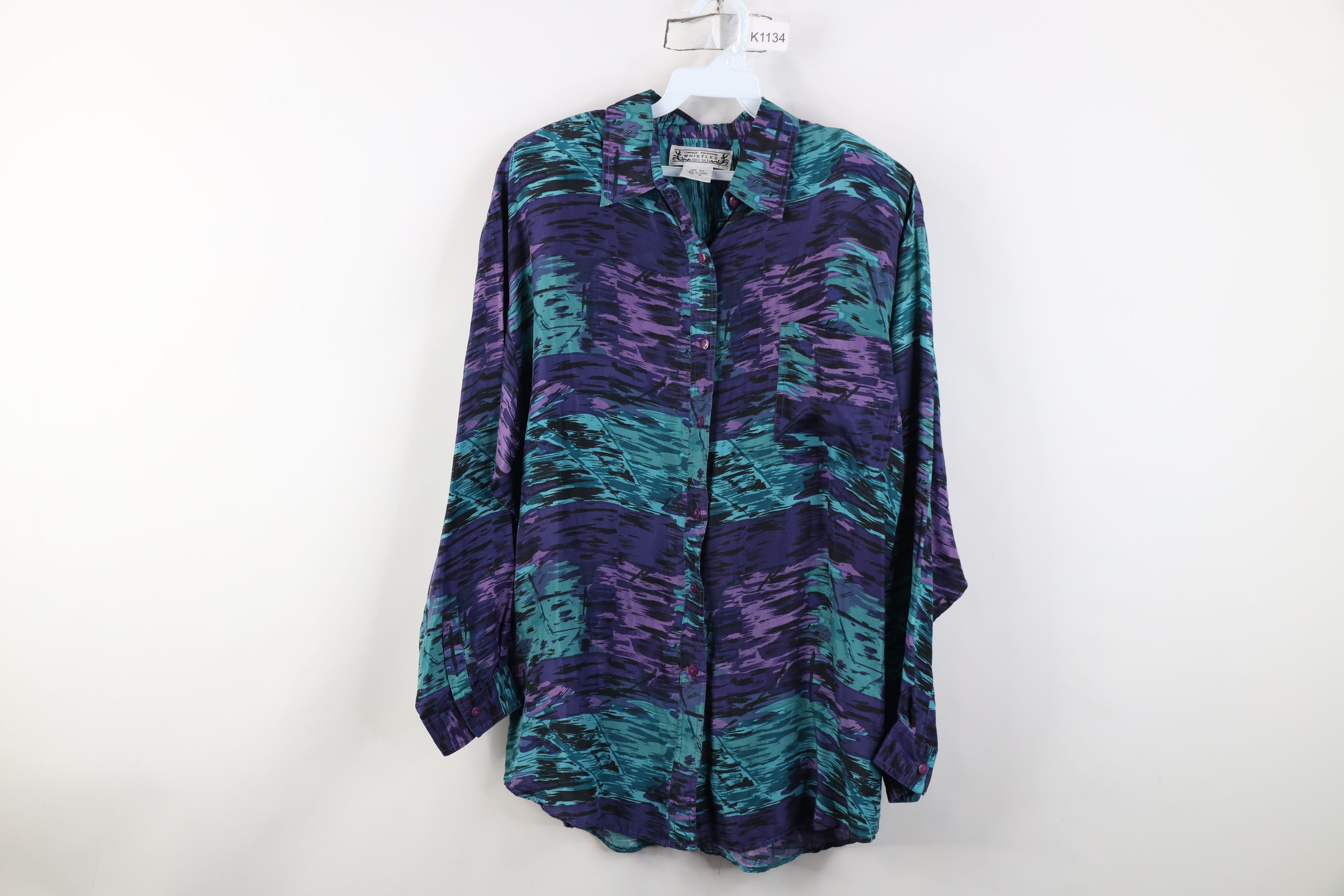 Vintage Vintage 90s Streetwear Baggy Silk Collared Button Shirt Size M / US 6-8 / IT 42-44 - 1 Thumbnail