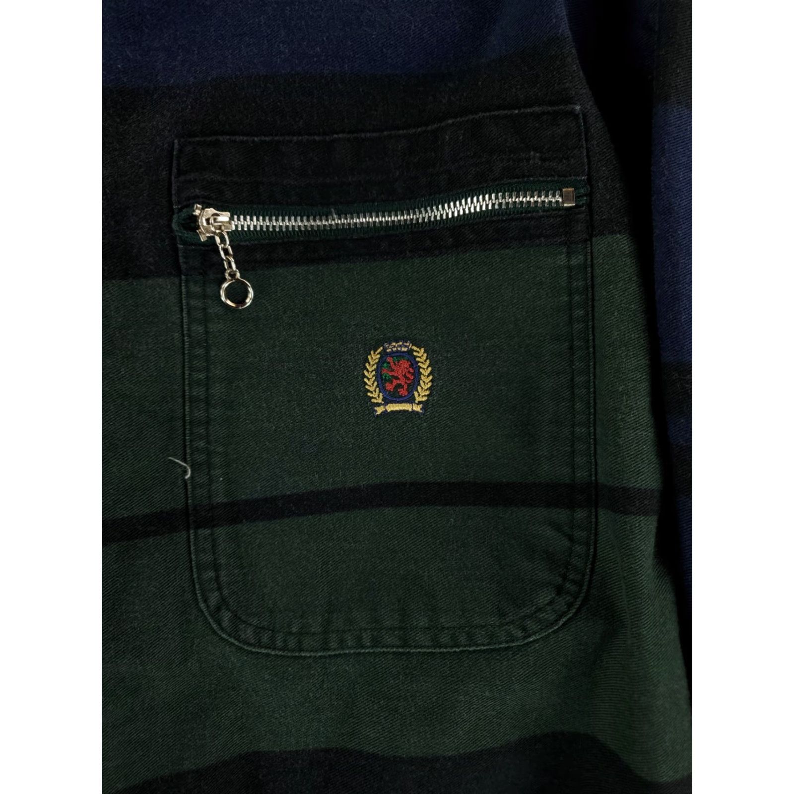 Tommy Hilfiger VINTAGE Tommy Hilfiger Shirt Full Zip VTG 90s Denim Collar Twill Blue Black Mens XL Blue Twilight? Size US XL / EU 56 / 4 - 3 Thumbnail