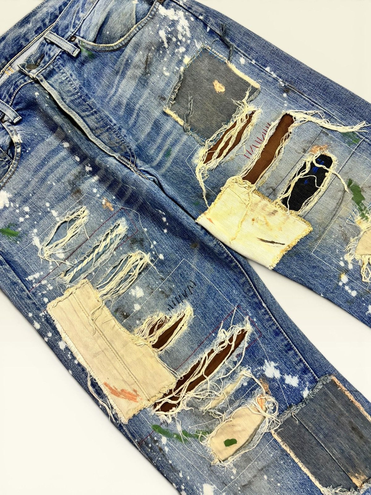 Levi's × Undercover Vtg Levis 501xx Big E Selvedge Splatter Patchwork Boro Jeans Size US 36 / EU 52 - 5 Thumbnail