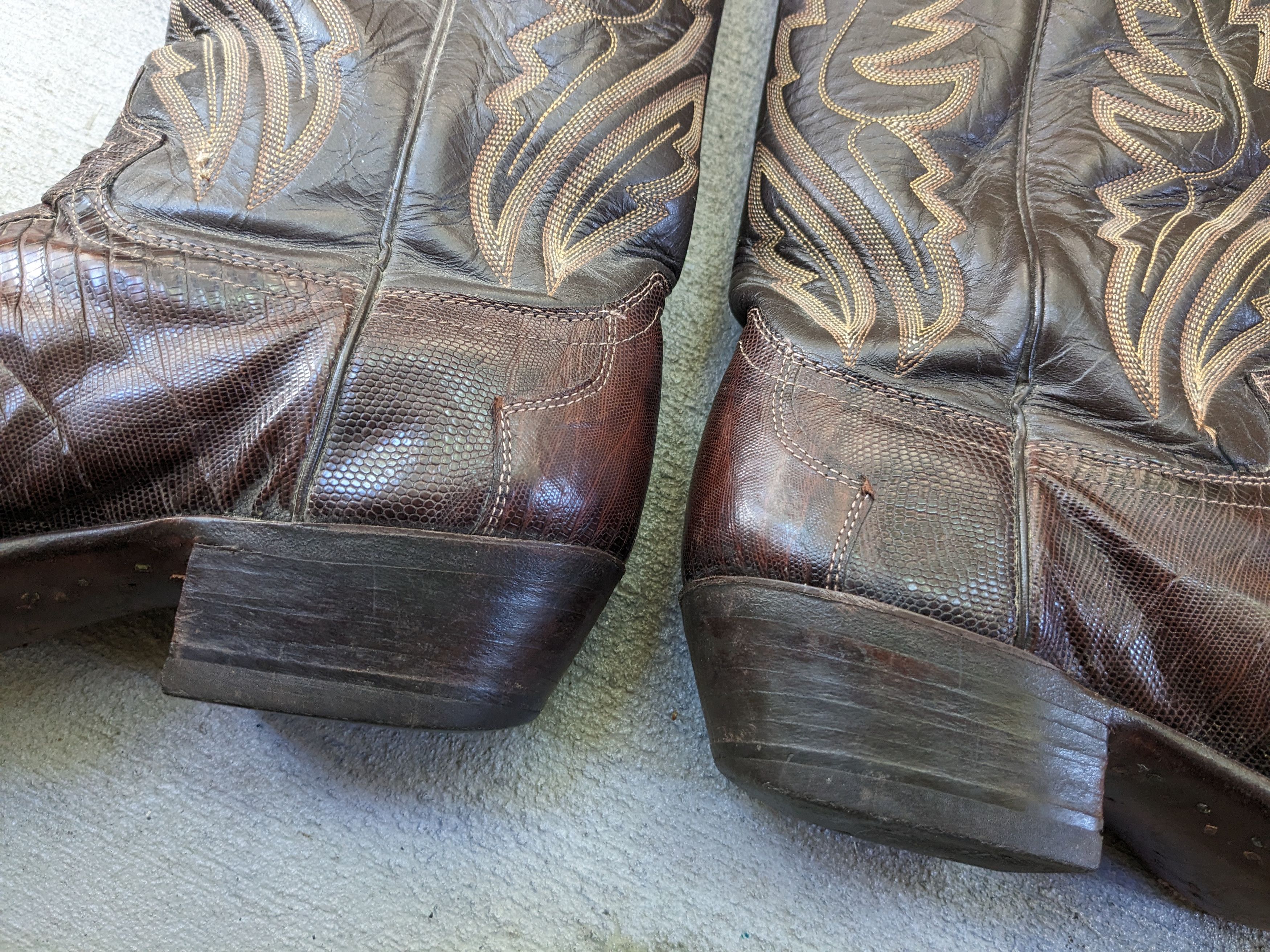 Vintage Justin Lizard Cowboy Boots Brown 9 D Leather USA Size US 9 / EU 42 - 12 Thumbnail