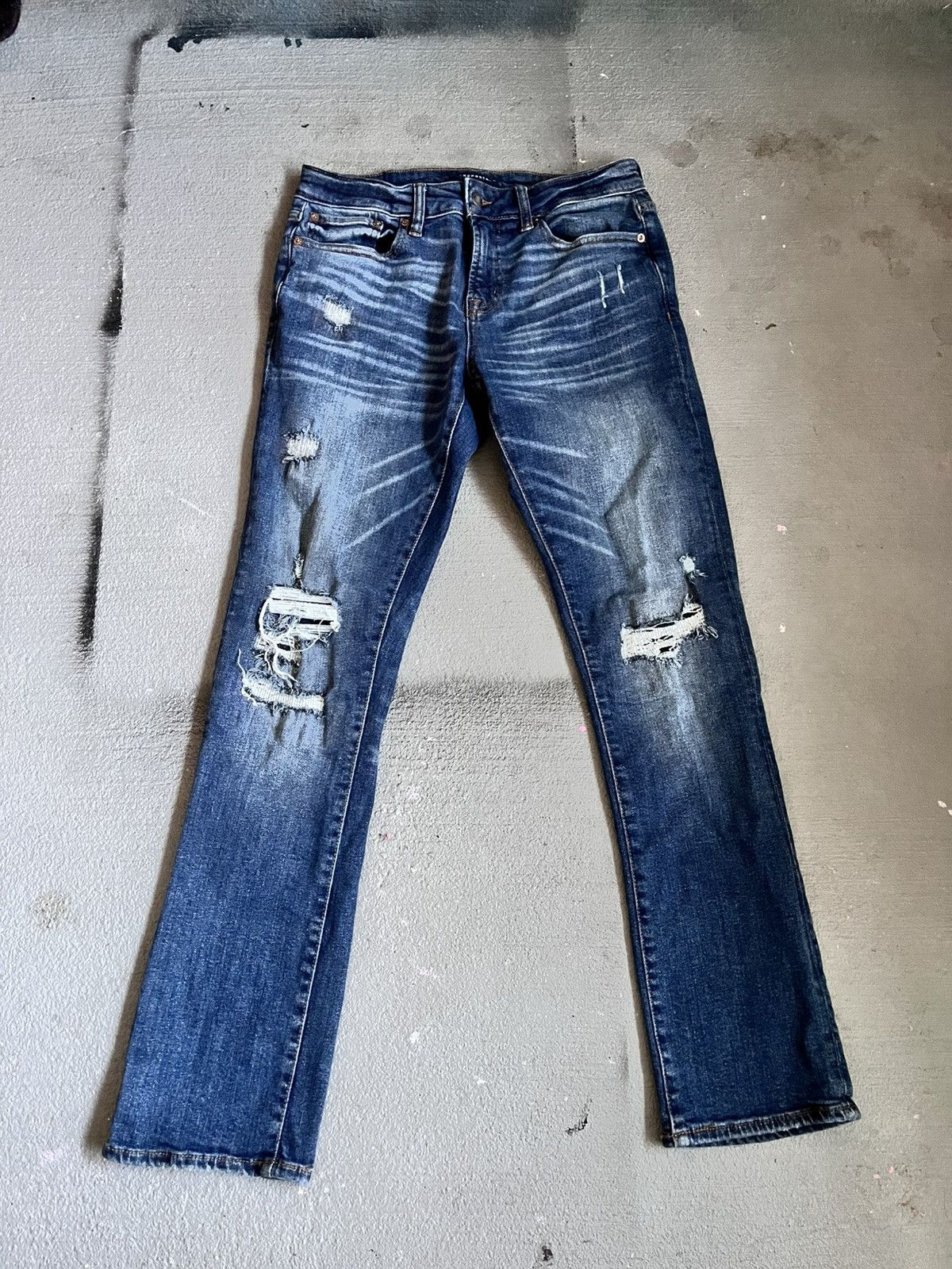 Aeropostale Aeropostale Distressed Slim Straight Denim 29x32 Size US 29 - 1 Thumbnail
