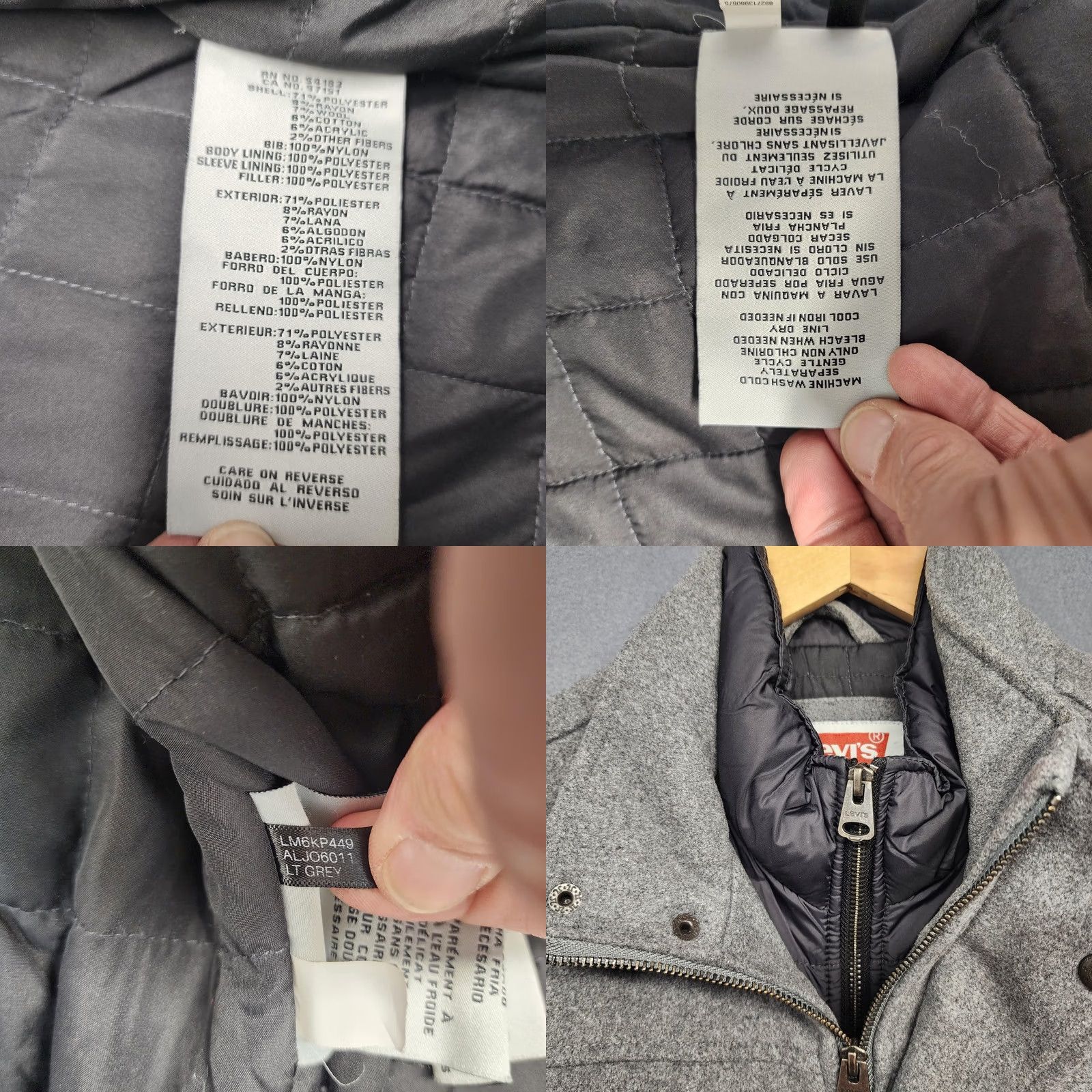 Levi's Levi's Jacket Mens Large Gray Wool Blend Quilted Lined Field Coat Snap Zip Military Jacket Pockets Zipper Logo Vintage No Mens Size US L / EU 52-54 / 3 - 8 Thumbnail