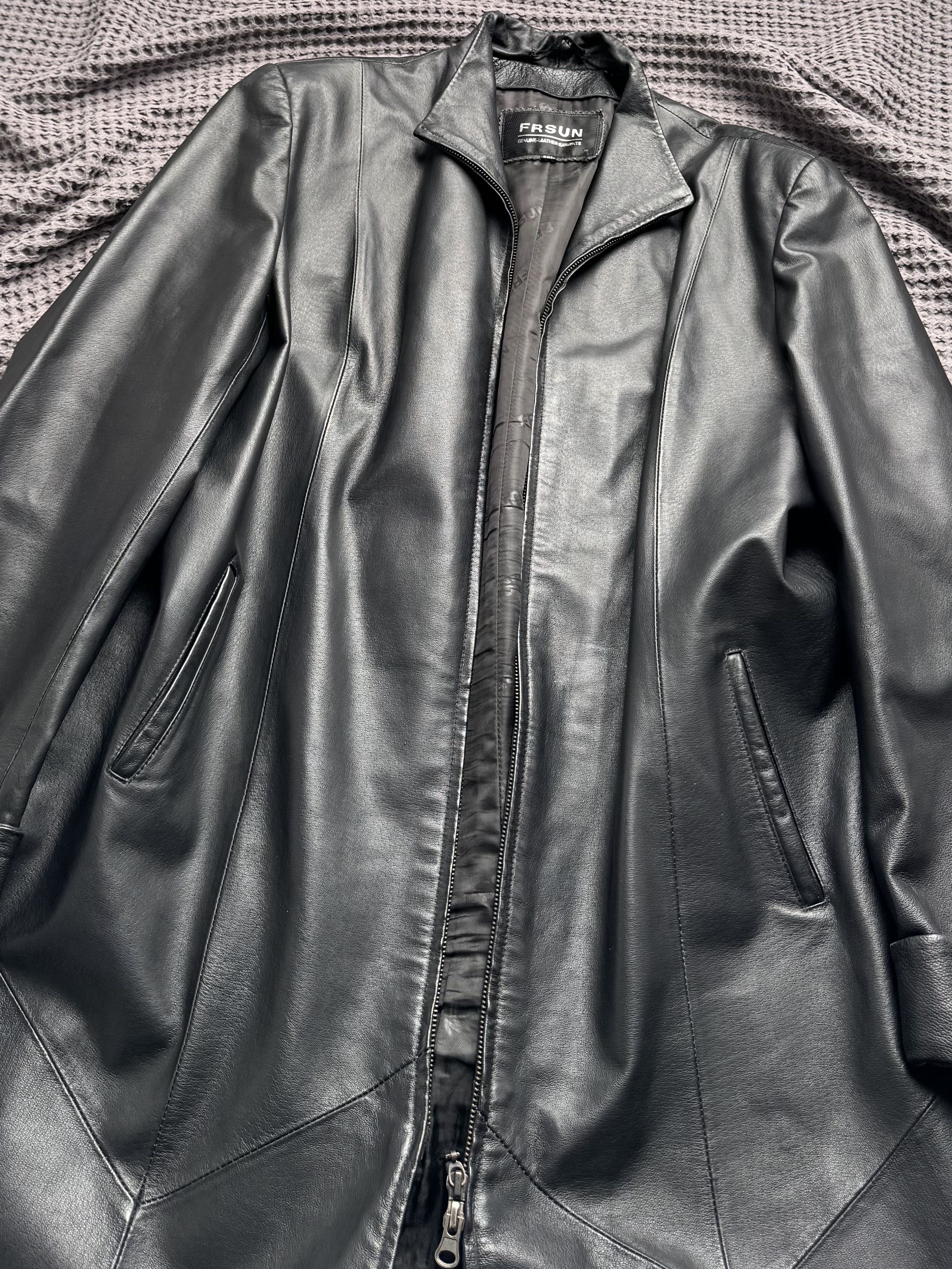 Vintage Vintage Leather Long Coat Zip Front Minimalist Jacket Size XL / US 12-14 / IT 48-50 - 5 Thumbnail