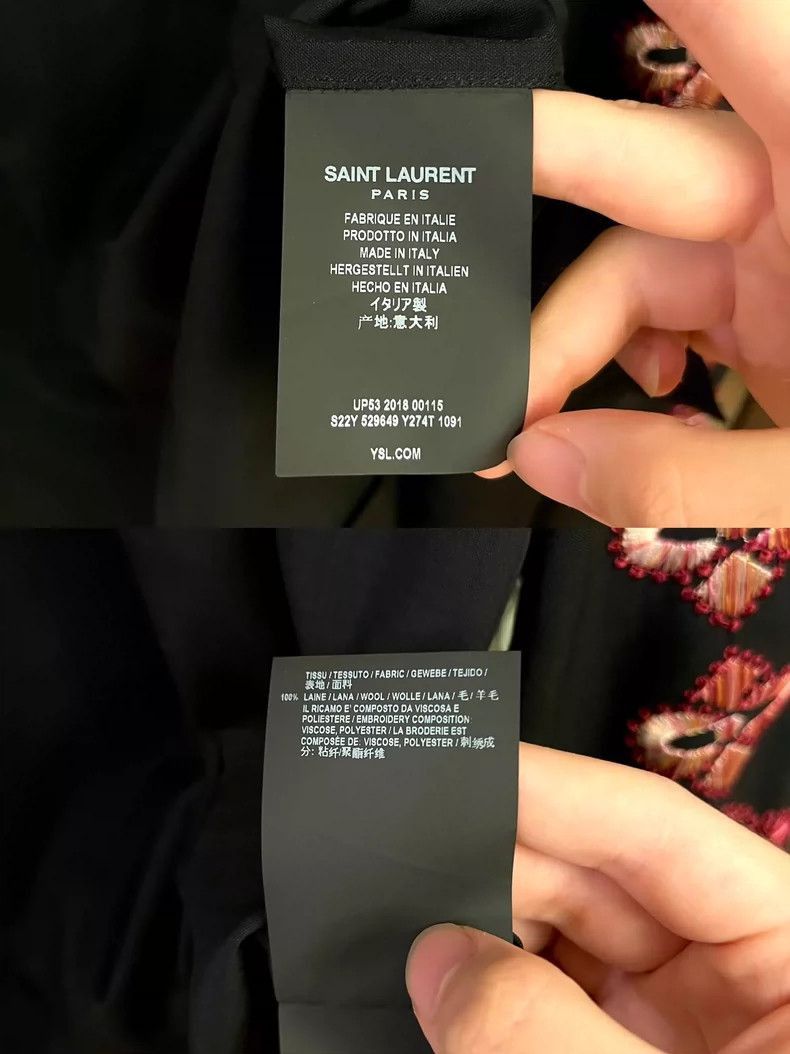 Saint Laurent Paris black wool shirt with cherry blossom embroidery-2507 Size US S / EU 44-46 / 1 - 5 Thumbnail