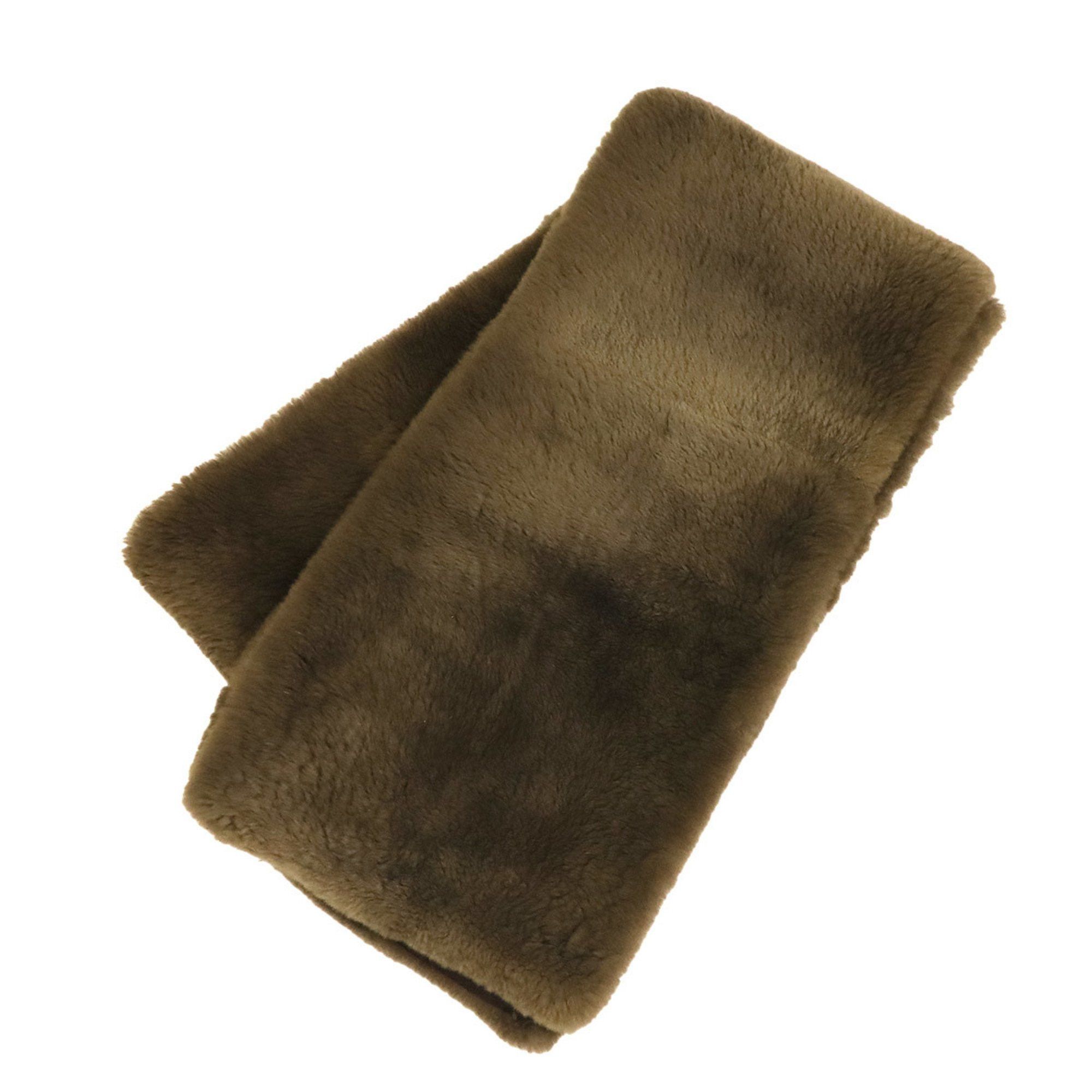 image of Hermes Nutria Fur Scarf Cashmere Silk Brown Winter, Women's