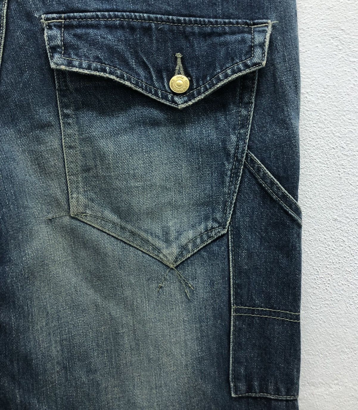 PPFM PPFM Indigo Washed Jeans with Leather Accents – Size M Size US 33 - 11 Thumbnail