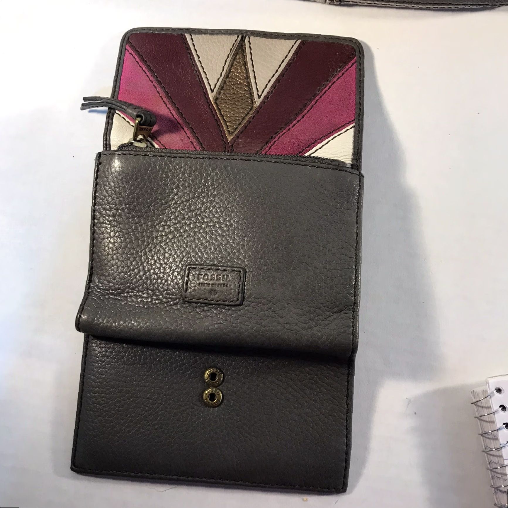Fossil FOSSIL Women Leather Shoulder Bag Large Multicolor Colorblock 15in Travel Casual Cross-Body W-Matching Wallet Size ONE SIZE - 6 Thumbnail