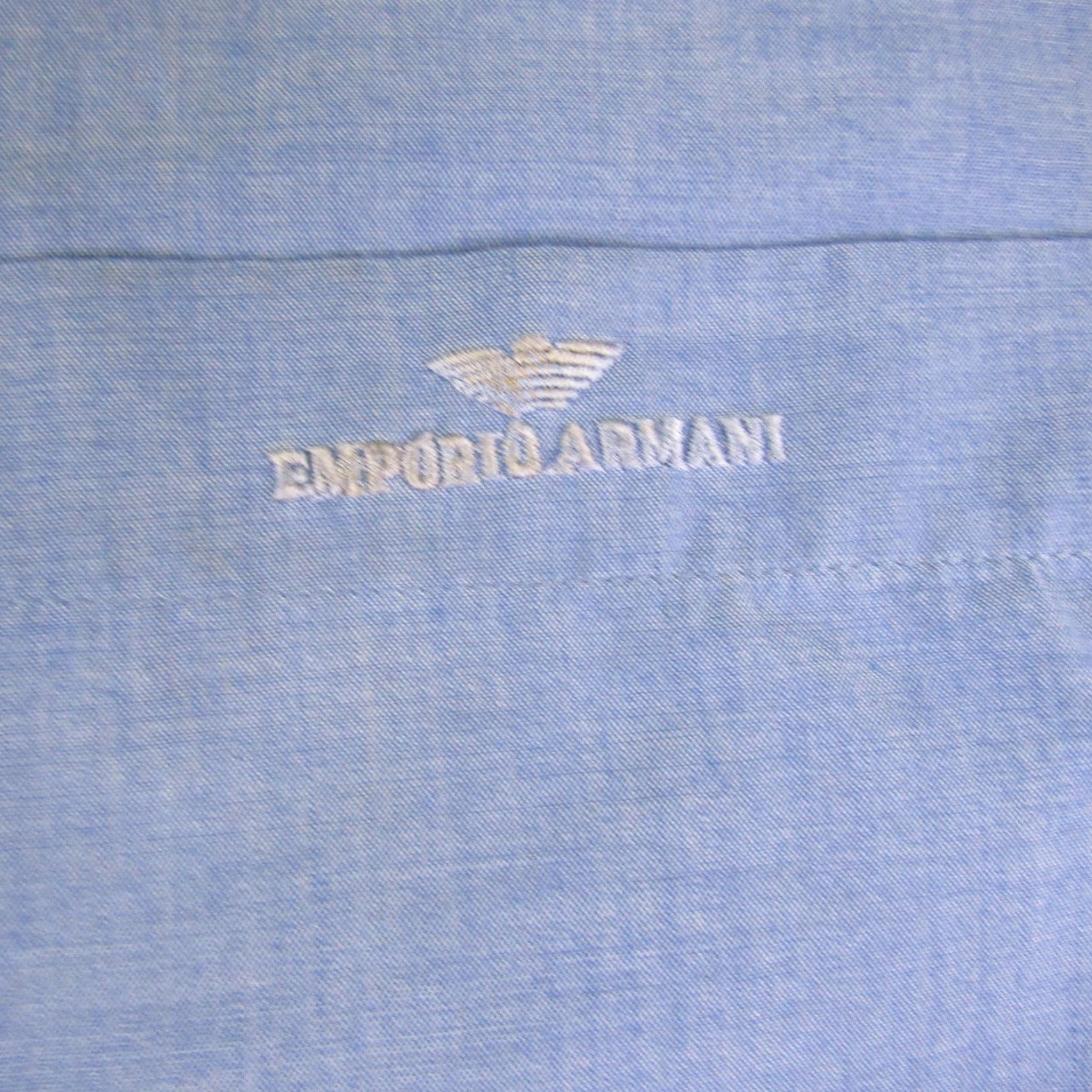 Emporio Armani VINTAGE Emporio Armani Shirt Mens Large Blue Button Up Camp Casual Pocket Embroidered Size US L / EU 52-54 / 3 - 4 Thumbnail