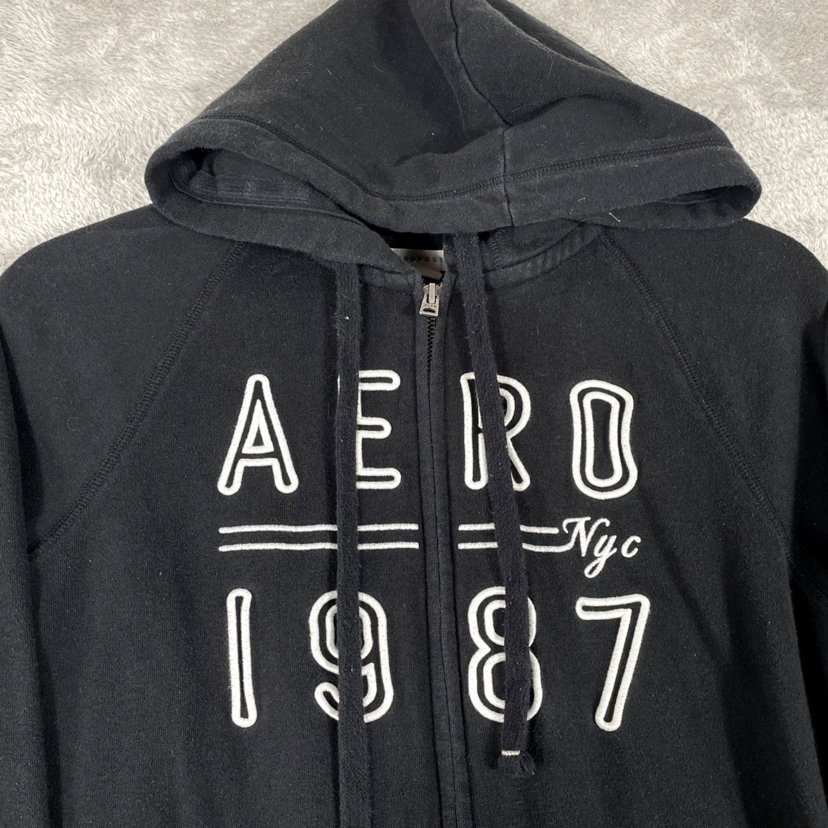 Aeropostale Aeropostale Hoodie Womens Medium Black Full Zip Logo Hooded Graphic Print Zip Sweatshirt Size M / US 6-8 / IT 42-44 - 5 Thumbnail