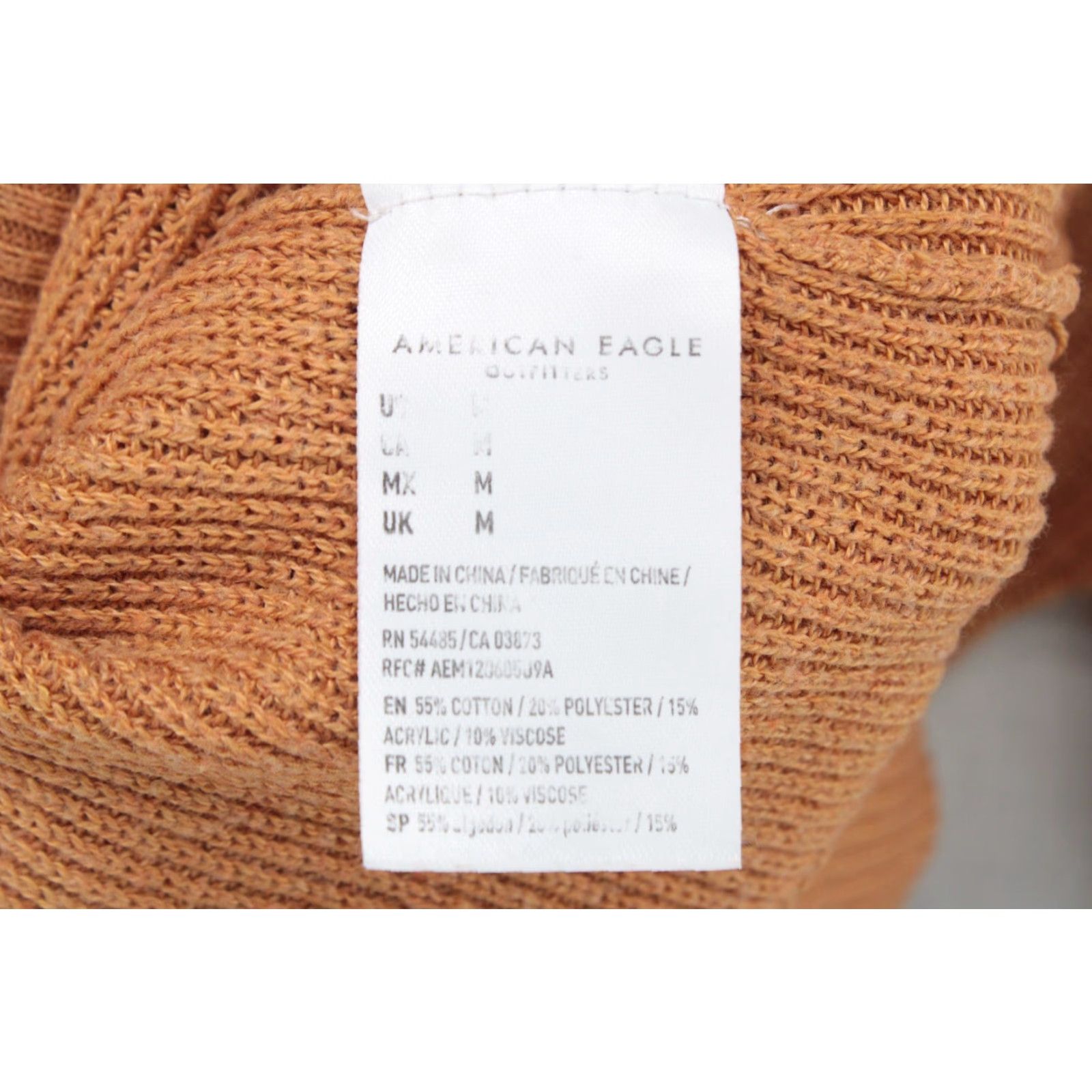 American Eagle Outfitters American Eagle Sweater Women's Medium Gold Retro Y2K Waffle Knit Textured Size M / US 6-8 / IT 42-44 - 7 Thumbnail