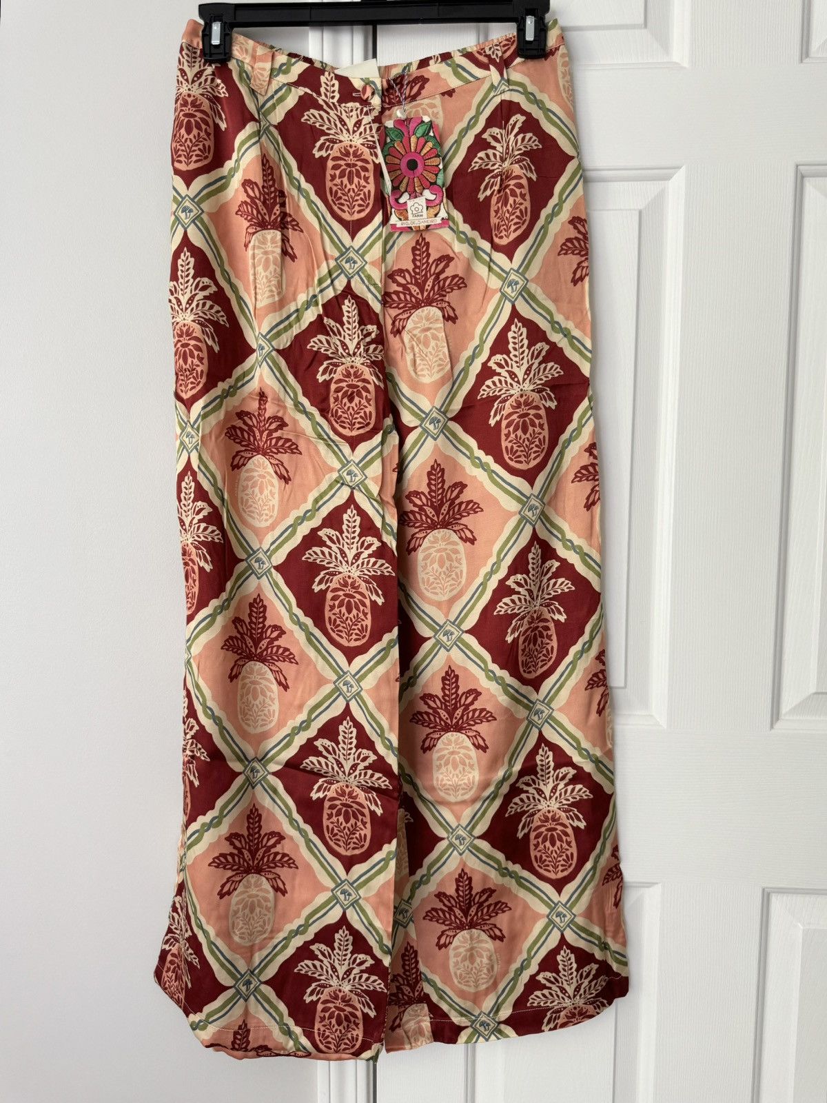Farm Rio Farm Rio Pineapple Wide-Leg Pants, Size M Size 30" / US 8 / IT 44 - 6 Thumbnail