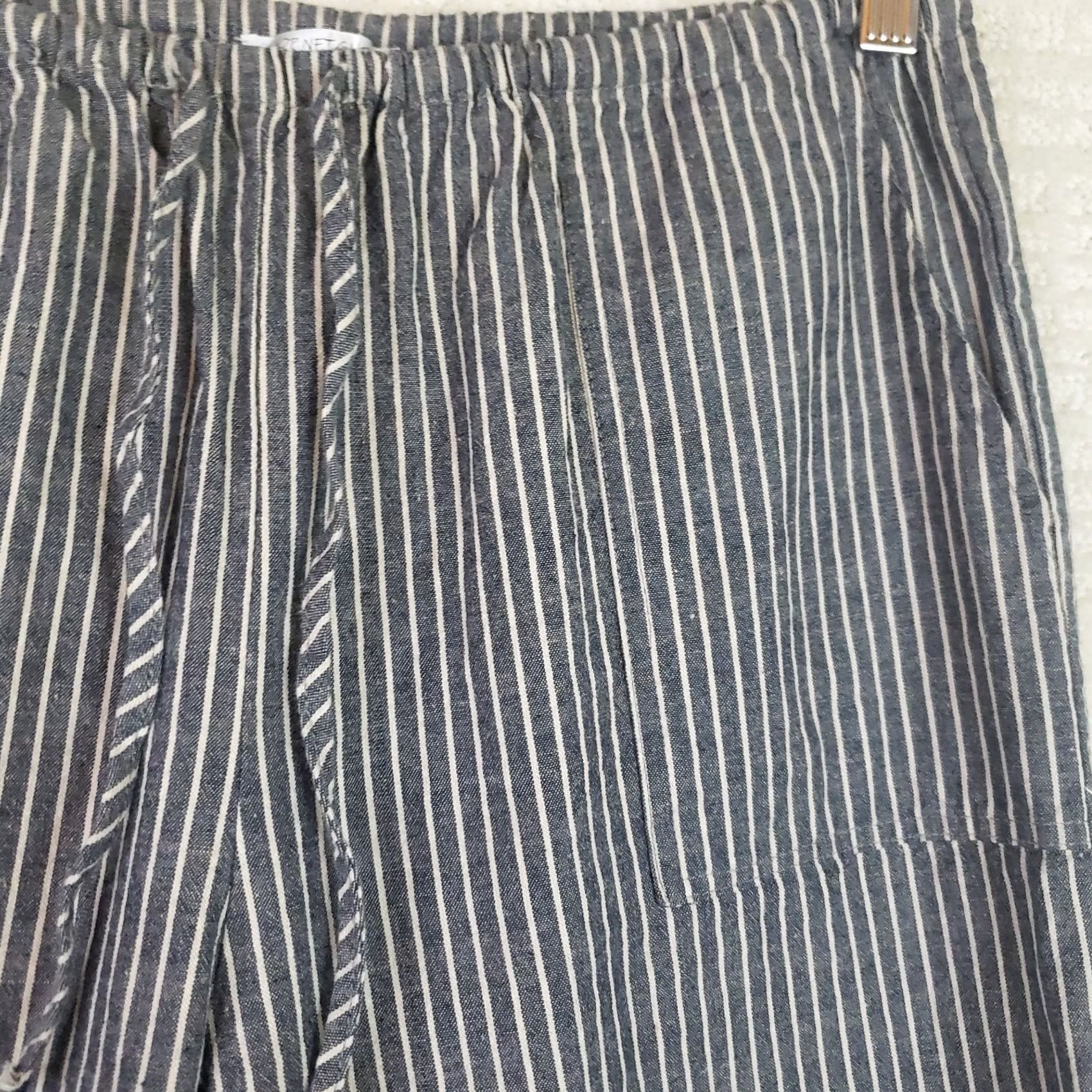 Vintage Shop Neighbor Pants Women's S Wide Leg Linen Blend Drawstring Striped Boho Beach Festival Pins Bohemian Casual Size 28" / US 6 / IT 42 - 5 Thumbnail