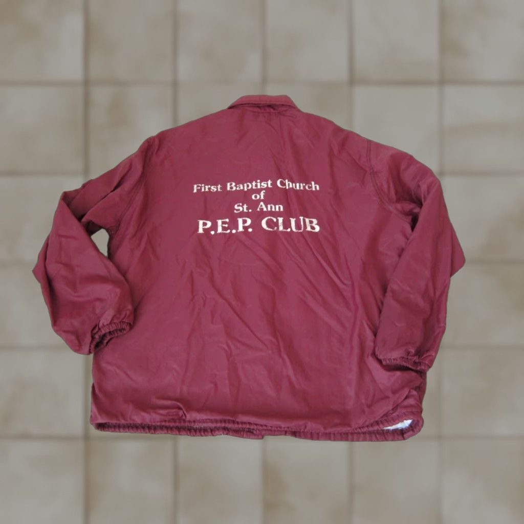 Vintage VINTAGE Baptist Church Jacket Mens Large Red Burgundy 80s Bomber Satin USA Made Size US L / EU 52-54 / 3 - 1 Thumbnail