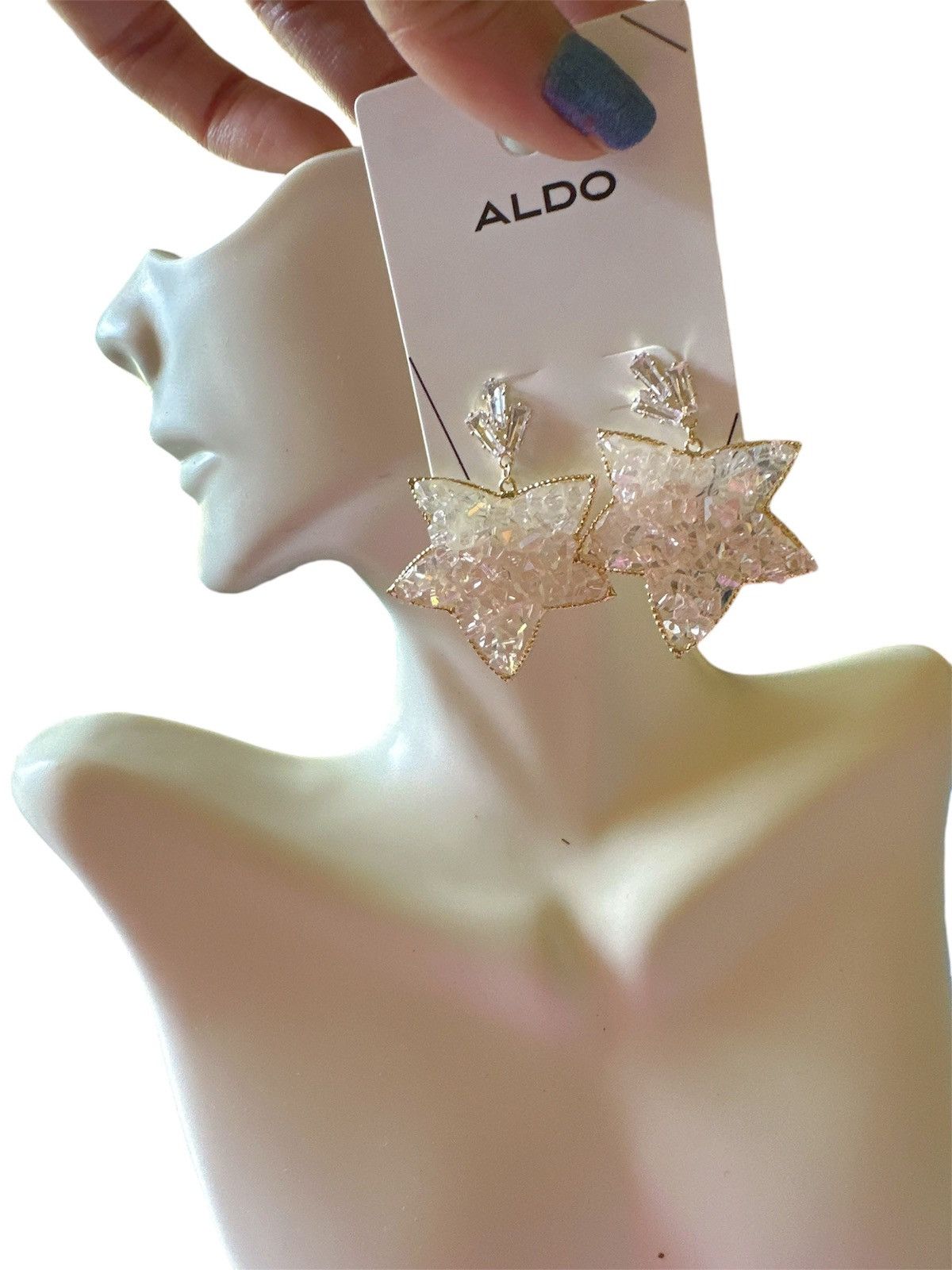 Aldo Aldo earrings beaded white pink gradient maple gold edge Size ONE SIZE - 1 Thumbnail