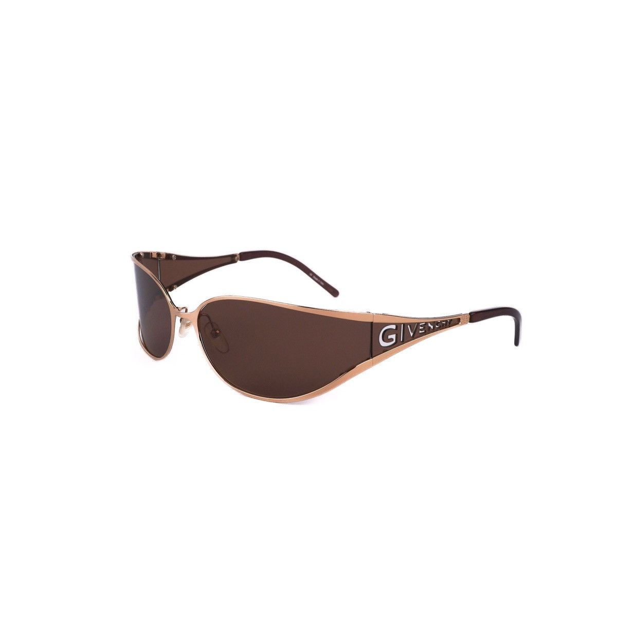 image of Givenchy Sgv 137 Vintage Logo Gold Brown Sunglasses, Men's