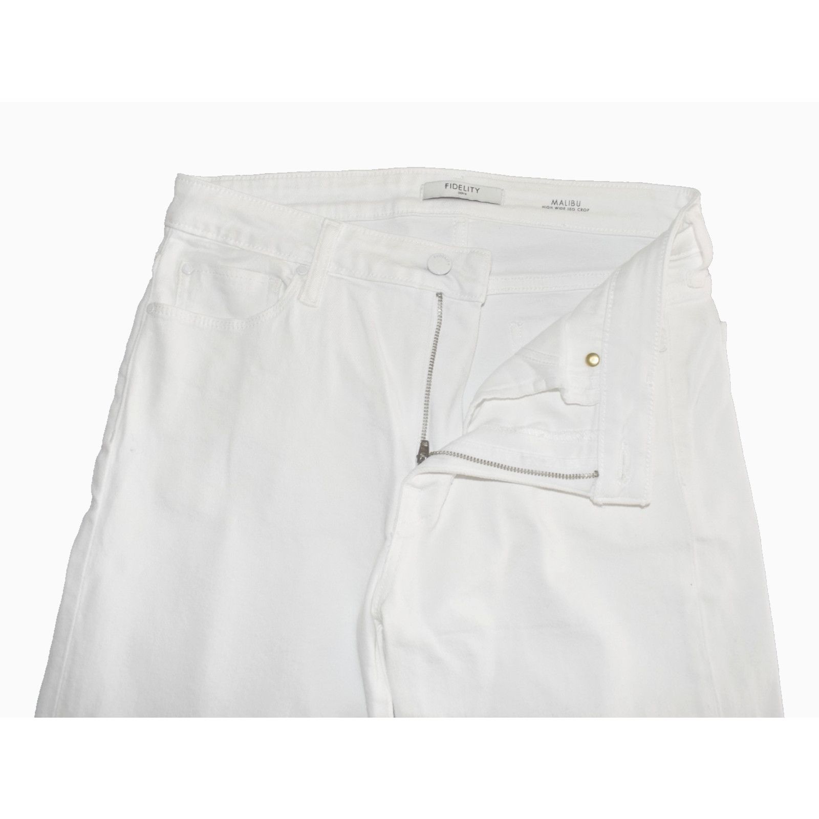 Fidelity NWOT FIDELITY Vintage White High Wide Leg Crop Jeans Size 28 Size 31" - 3 Thumbnail