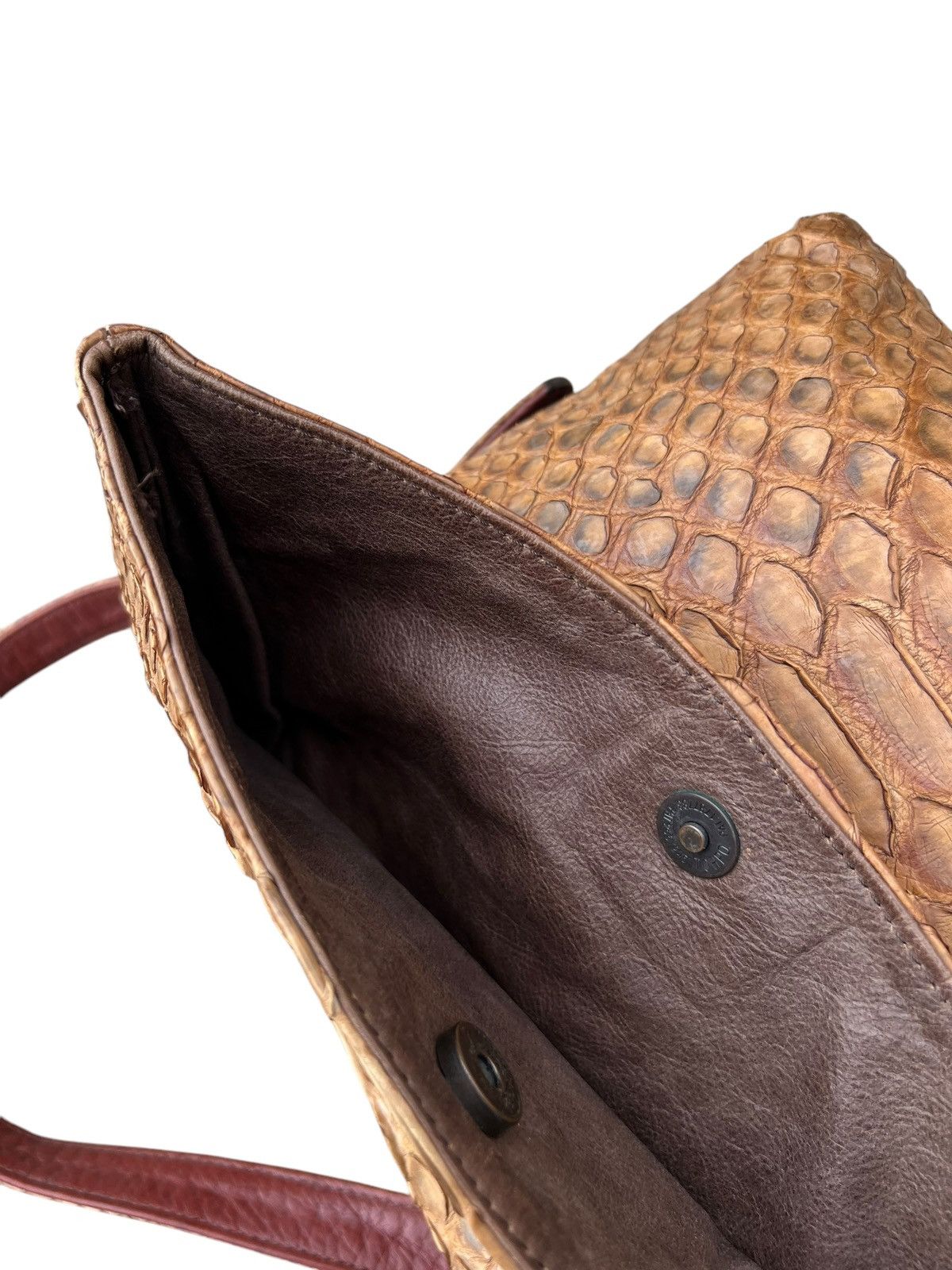 Leather Vintage Unknown Japan Brand Patina Python Skin Leather Bag Size ONE SIZE - 21 Thumbnail