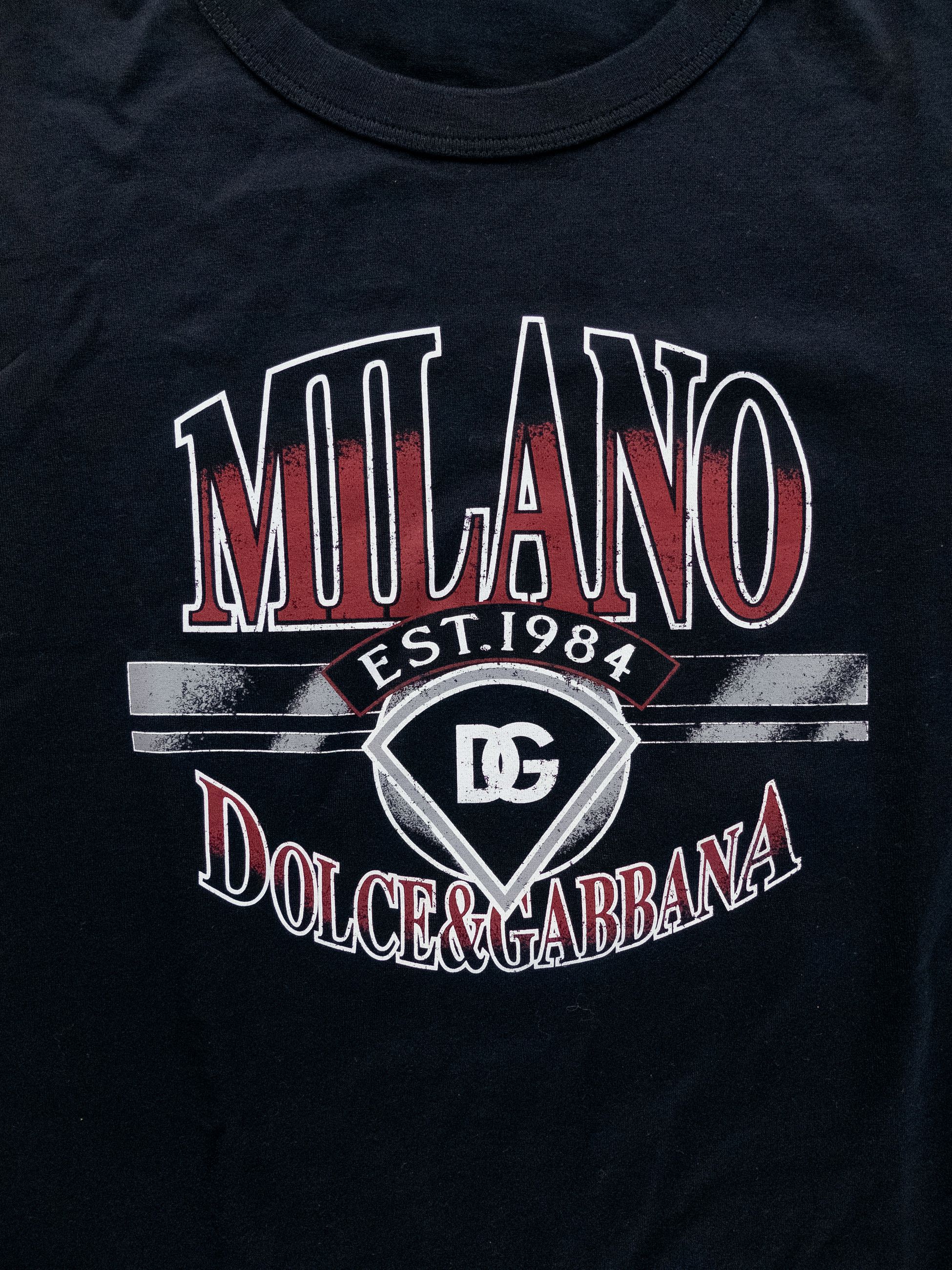 Dolce & Gabbana DOLCE & GABBANA navy blue Milano logo print t-shirt Large Size US L / EU 52-54 / 3 - 7 Thumbnail