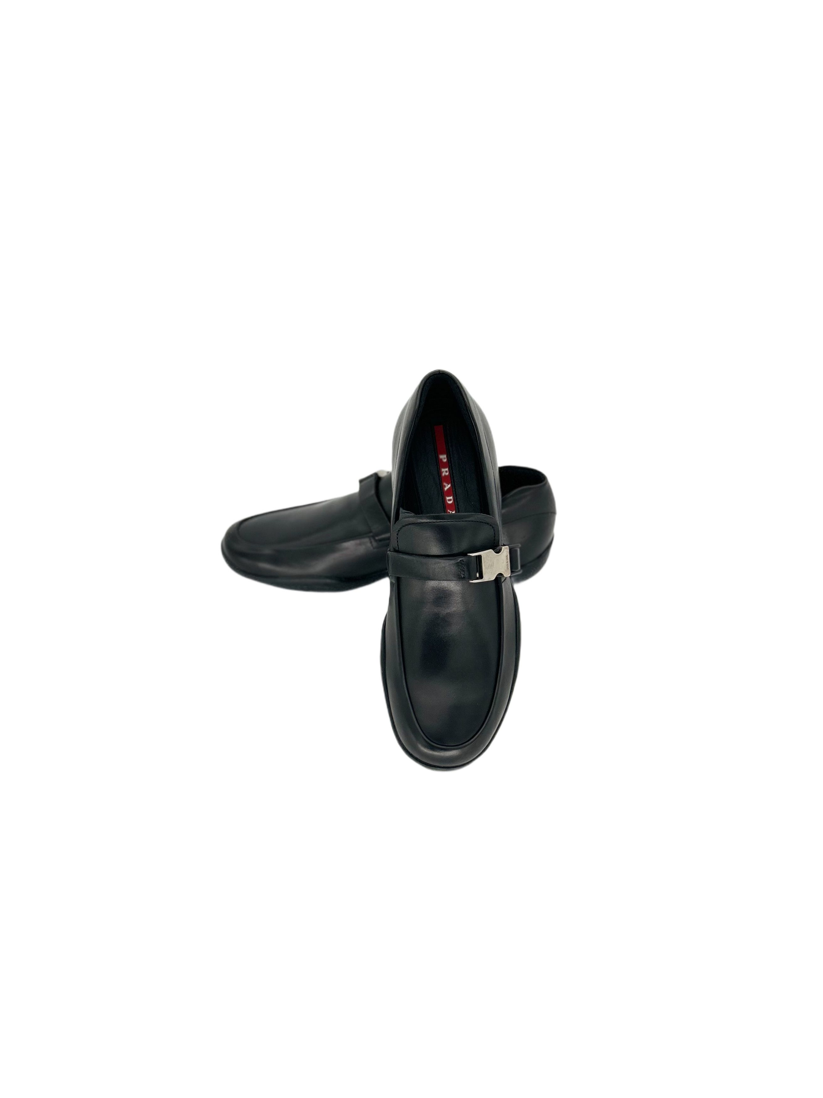 Prada Prada Linea Rossa 'Sport' Black Loafers With Metal Buckle Size US 6 / EU 39 - 3 Thumbnail