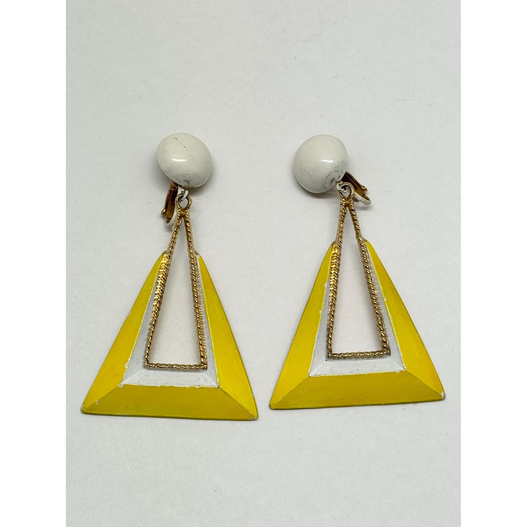 Vintage Vintage yellow door knocker earrings Size ONE SIZE - 3 Thumbnail