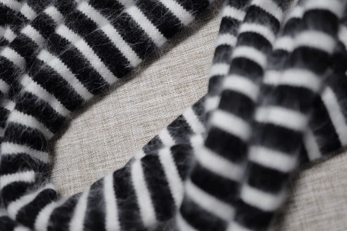Saint Laurent Paris 13AW Rabbit Hair Stripe Scarf