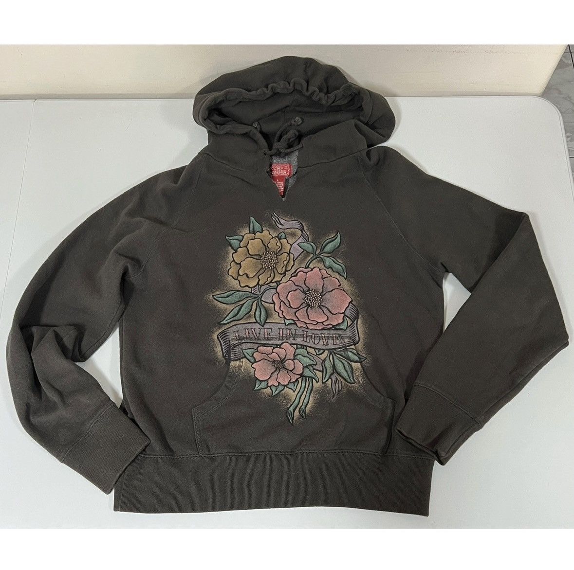 Lucky Brand Lucky Brand ‘Live in Love’ Y2K Sweatshirt Hoodie Size L 🌹✨ Size L / US 10 / IT 46 - 1 Thumbnail