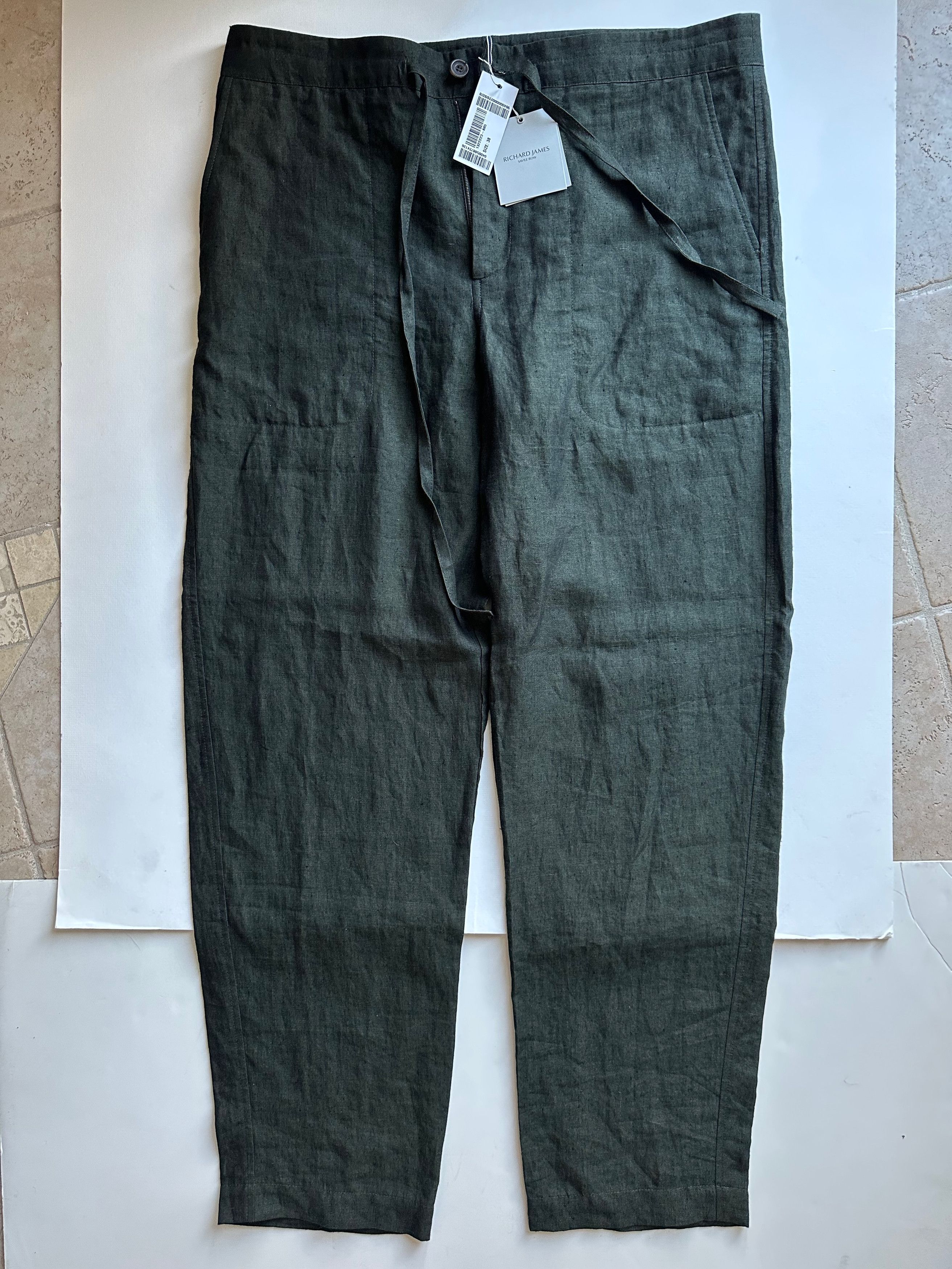 Richard James Richard James Linen Drawstring Pants - Green - 38R (NWT) Size US 38 / EU 54 - 1 Thumbnail