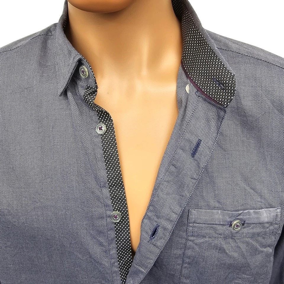 Ted Baker TED BAKER IFEL Semi Plain Shirt Micro Dot Navy Size 6 XXL XL Size US XXL / EU 58 / 5 - 7 Thumbnail