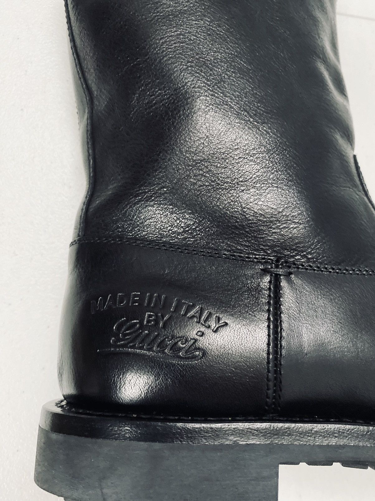 Gucci Gucci 🇮🇹 black calf commando sole logo heel ankle boots 9 NEW Size US 9 / EU 42 - 6 Thumbnail