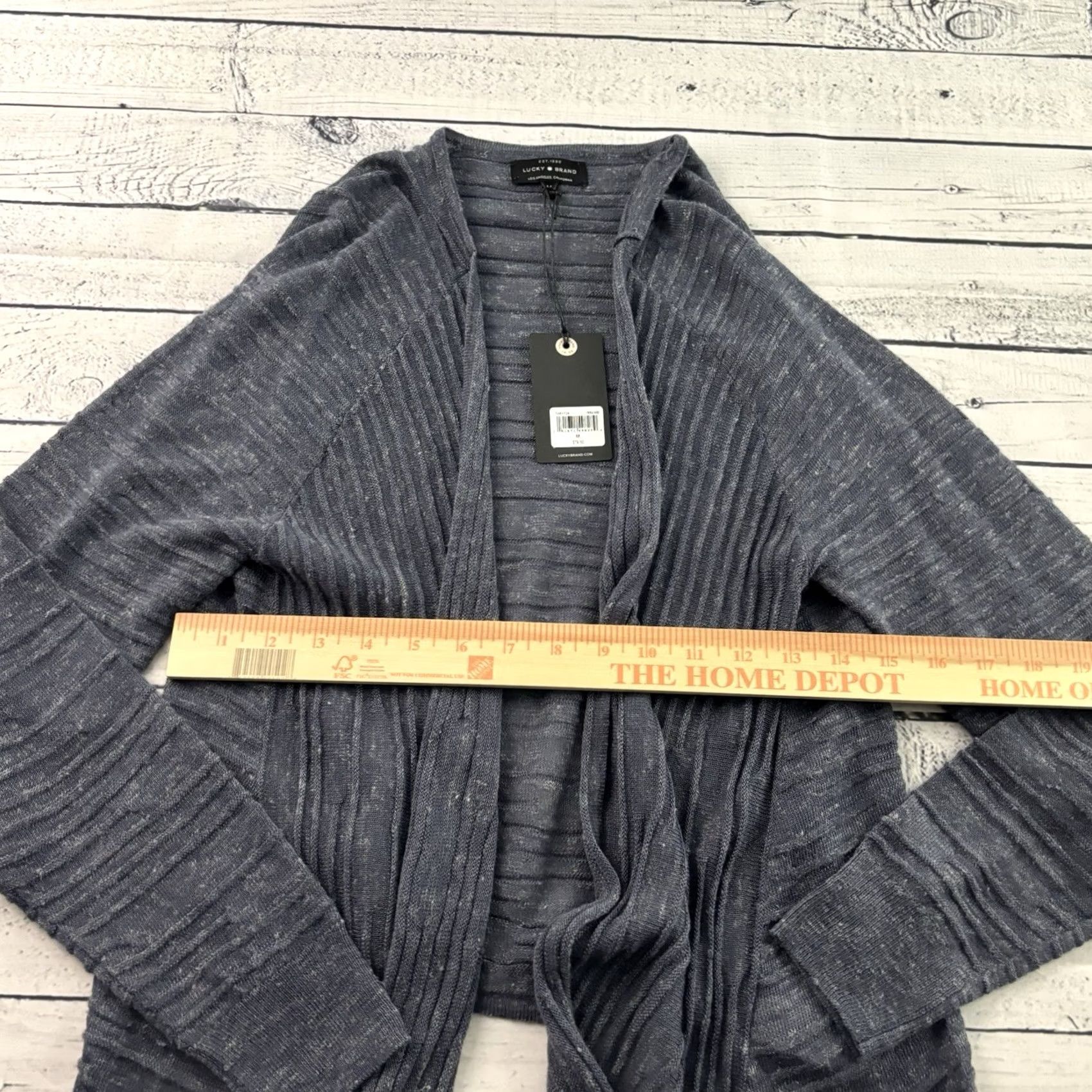 Lucky Brand VINTAGE Lucky Brand Cardigan Blue Linen Open Front Women M Sweater Size M / US 6-8 / IT 42-44 - 5 Thumbnail