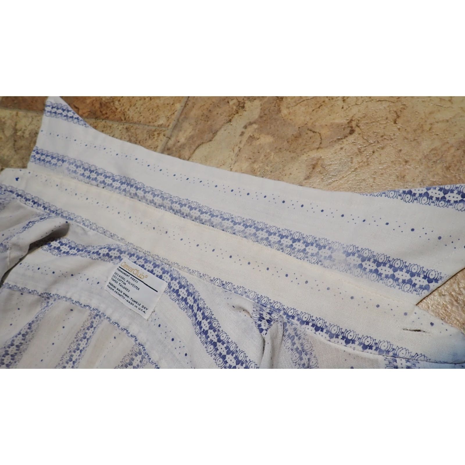 Vintage VINTAGE Career Club Shirt Mens 1960s Blue & White Striped Disco AOP 1960s 70s Rockabilly Small Mens Size US S / EU 44-46 / 1 - 4 Thumbnail